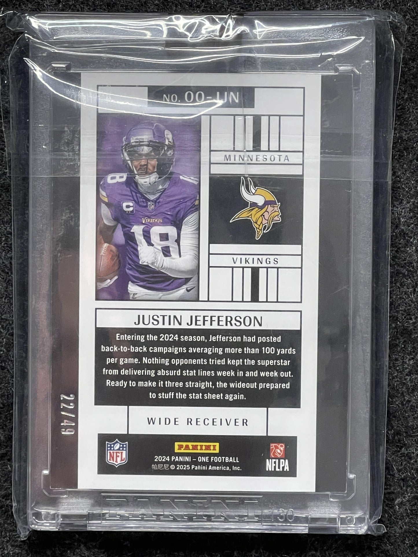 2024 Panini One #OO-JJN Justin Jefferson One Originals Red #/49 Vikings