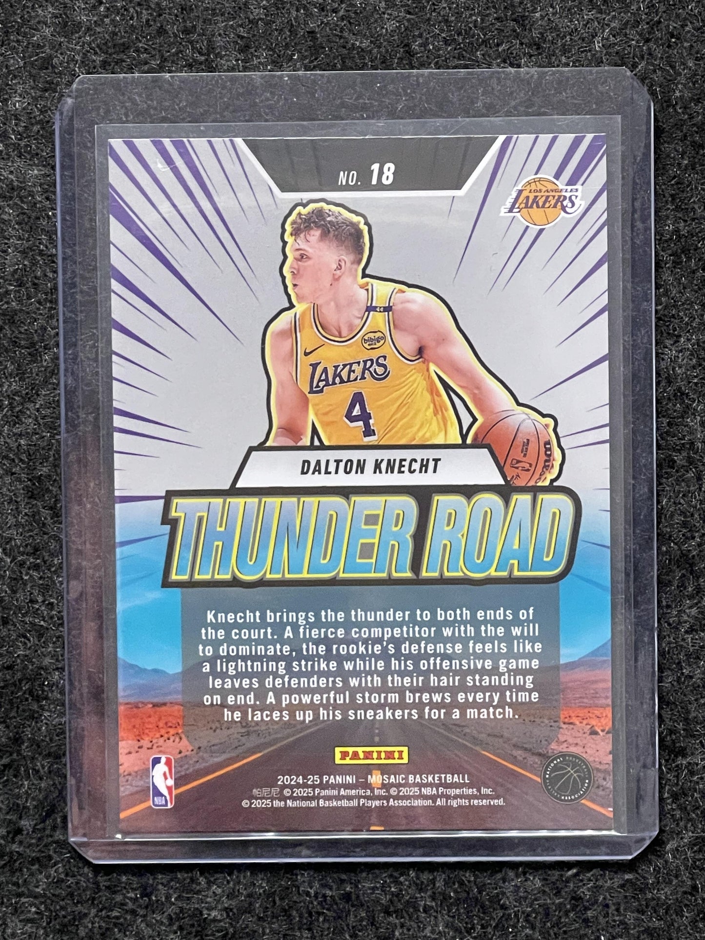 2024-25 Panini Mosaic #18 Dalton Knecht Thunder Road Los Angeles Lakers