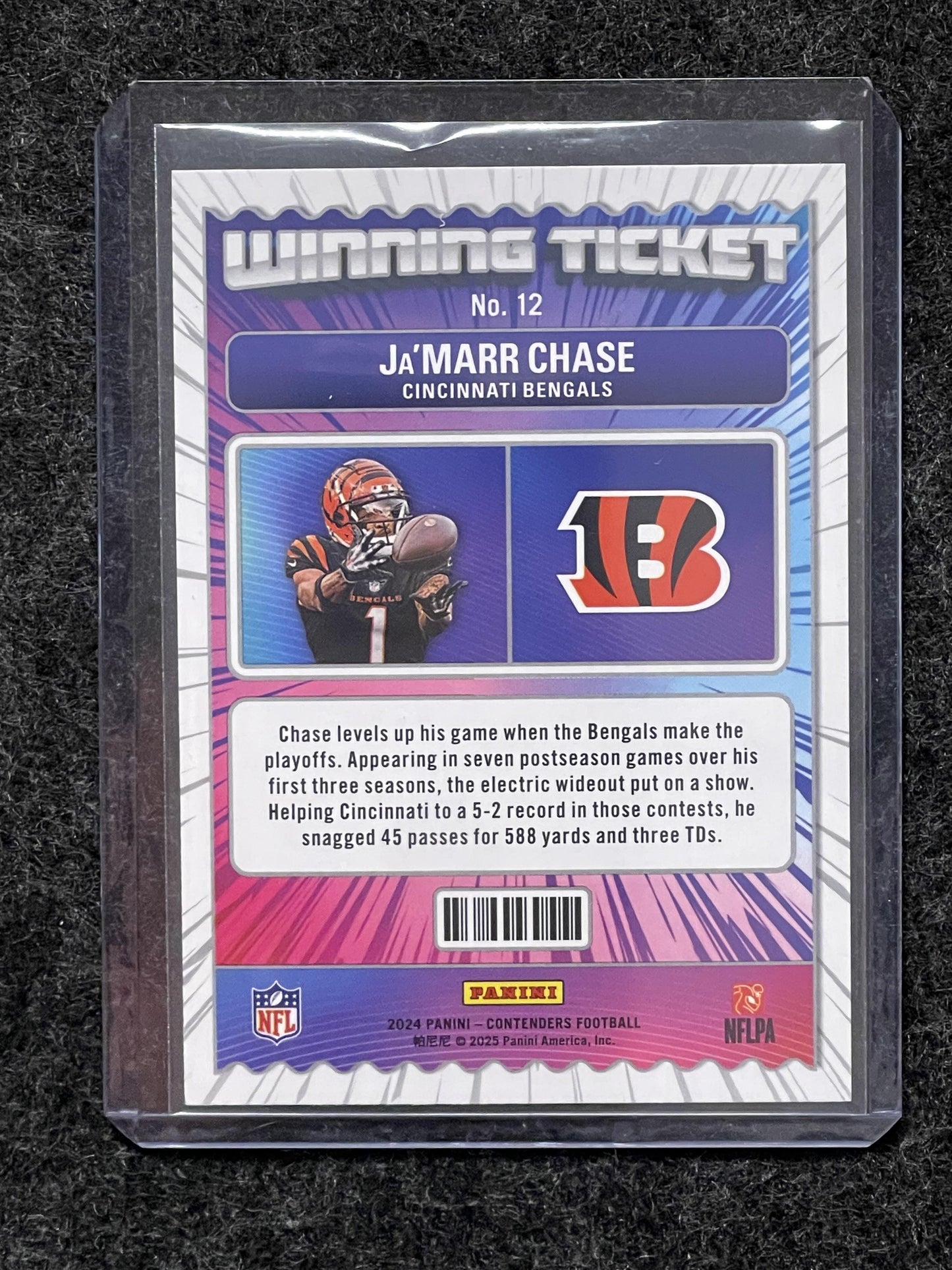 2024 Panini Contenders #12 Ja'Marr Chase Winning Ticket Cincinnati Bengals