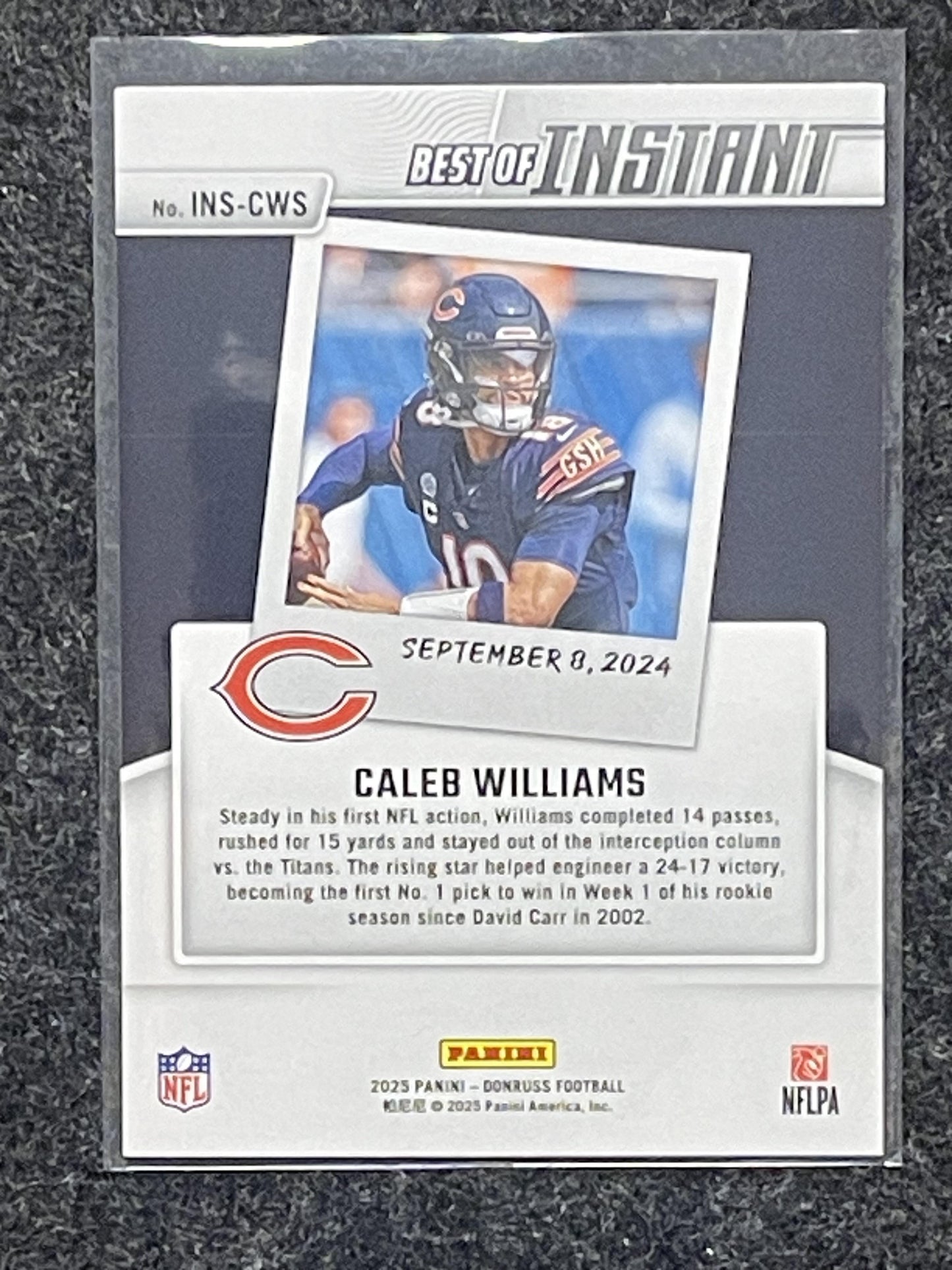 2025 Donruss #INS-CWS Caleb Williams Best of Instant Chicago Bears