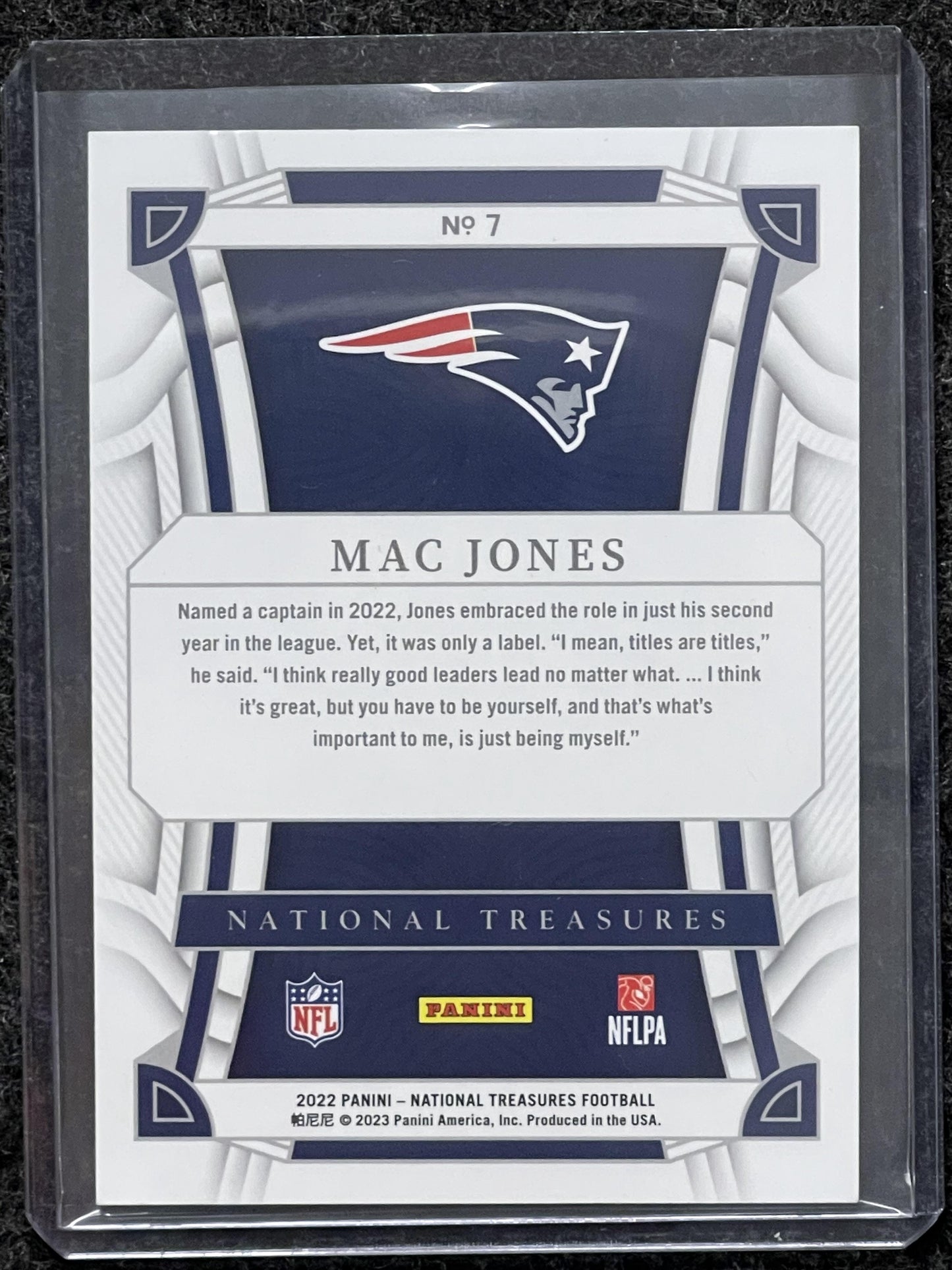2022 Panini National Treasures #7 Mac Jones Gold #/35 New England Patriots SN