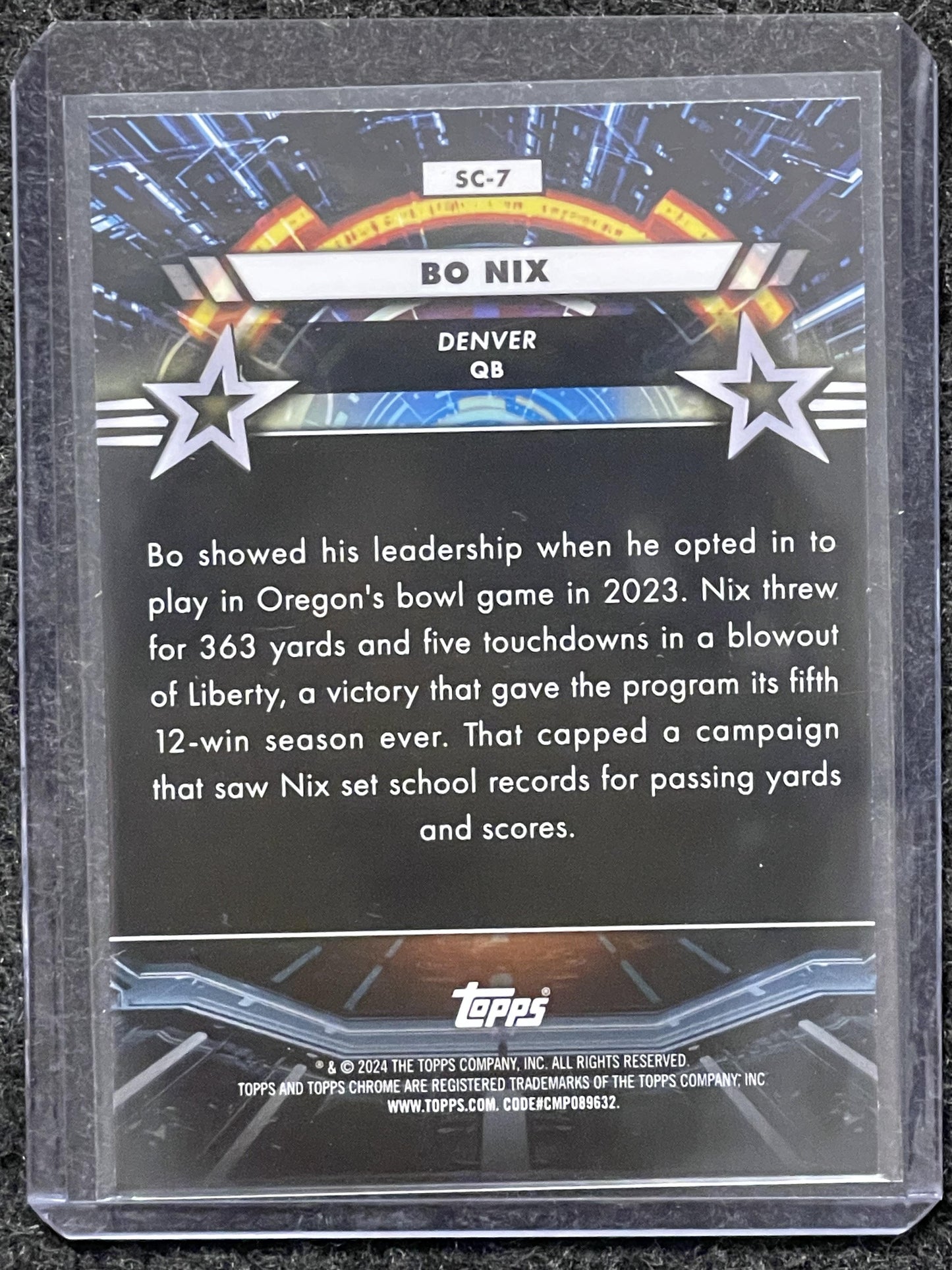 2024 Topps Chrome Cosmic #SC-7 Bo Nix Star Command Denver Broncos