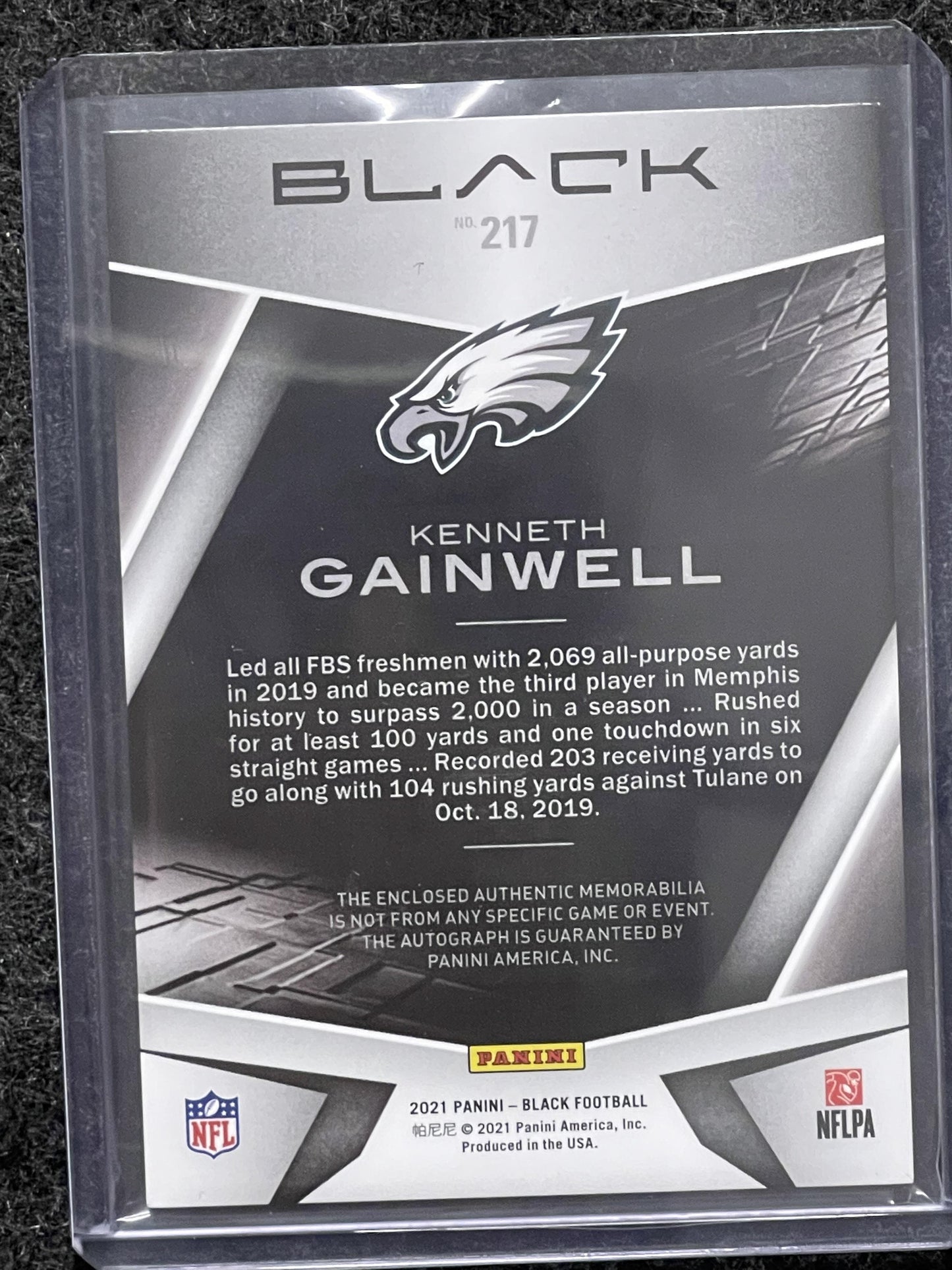 2021 Panini Black #217 Kenneth Gainwell Silver #/99 Philadelphia Eagles
