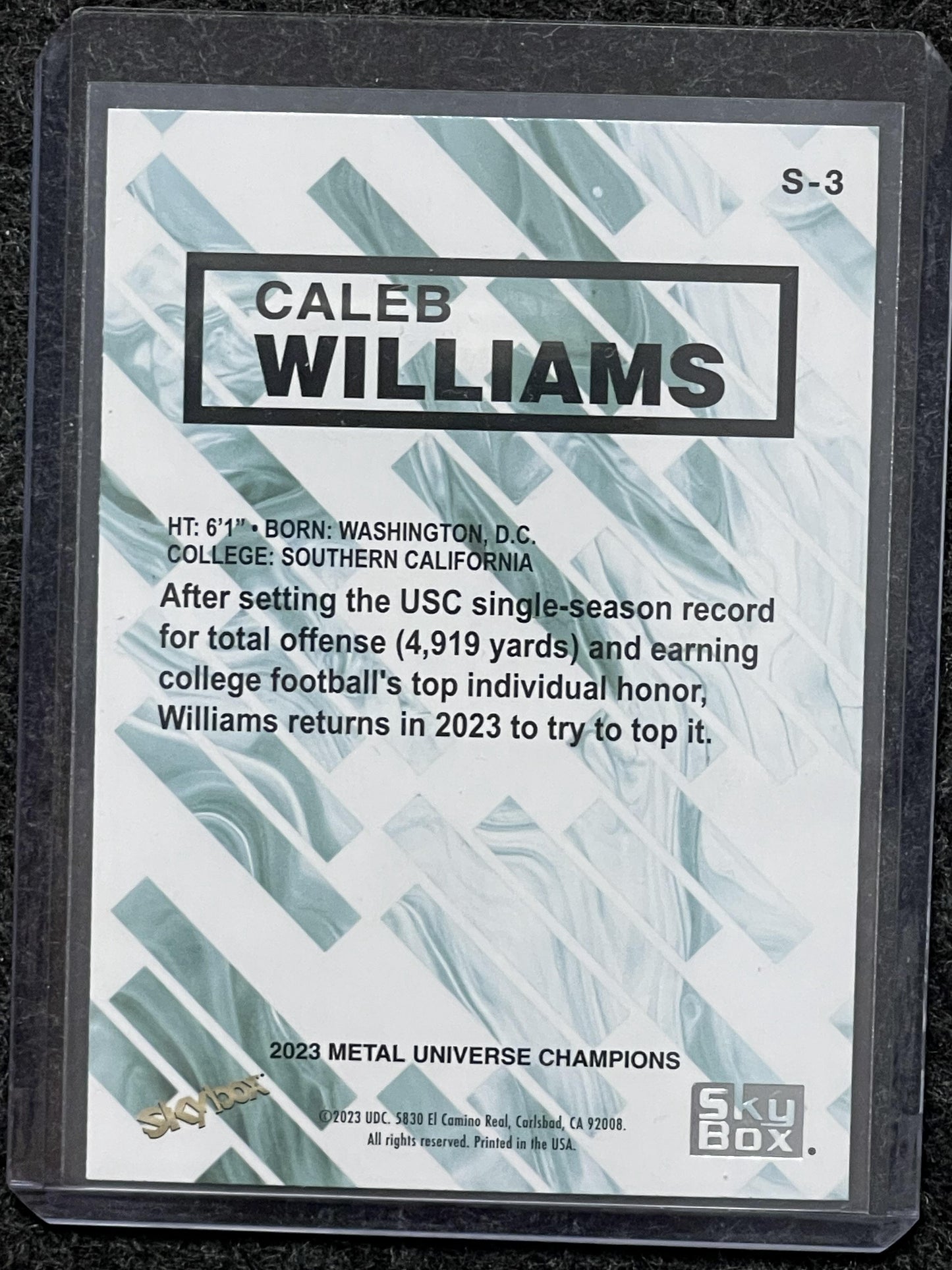 2023 SkyBox Metal Universe Champions #S-3 Caleb Williams SkyBox Premium