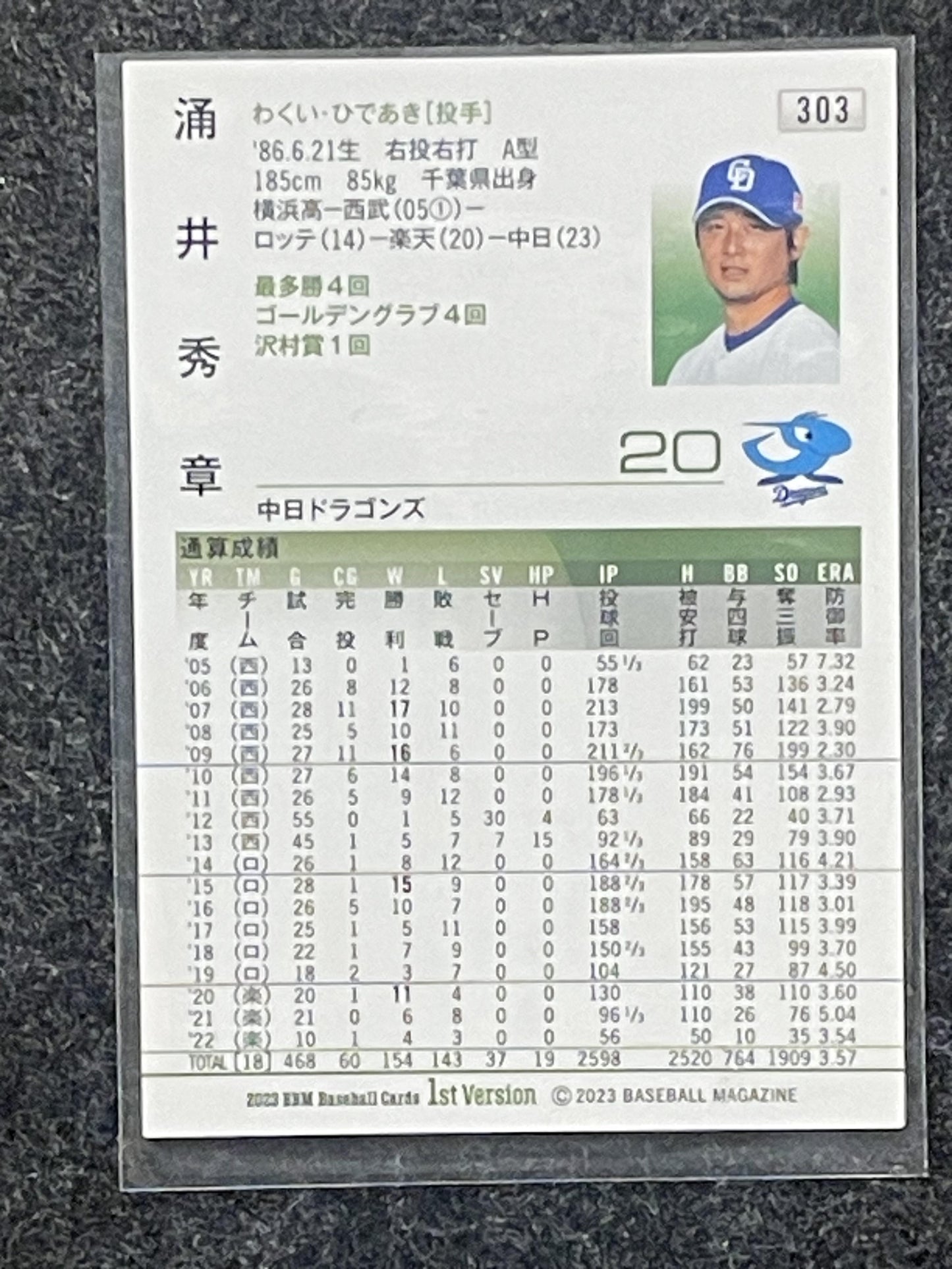2023 BBM #303 Hideaki Wakui Kira Chunichi Dragons