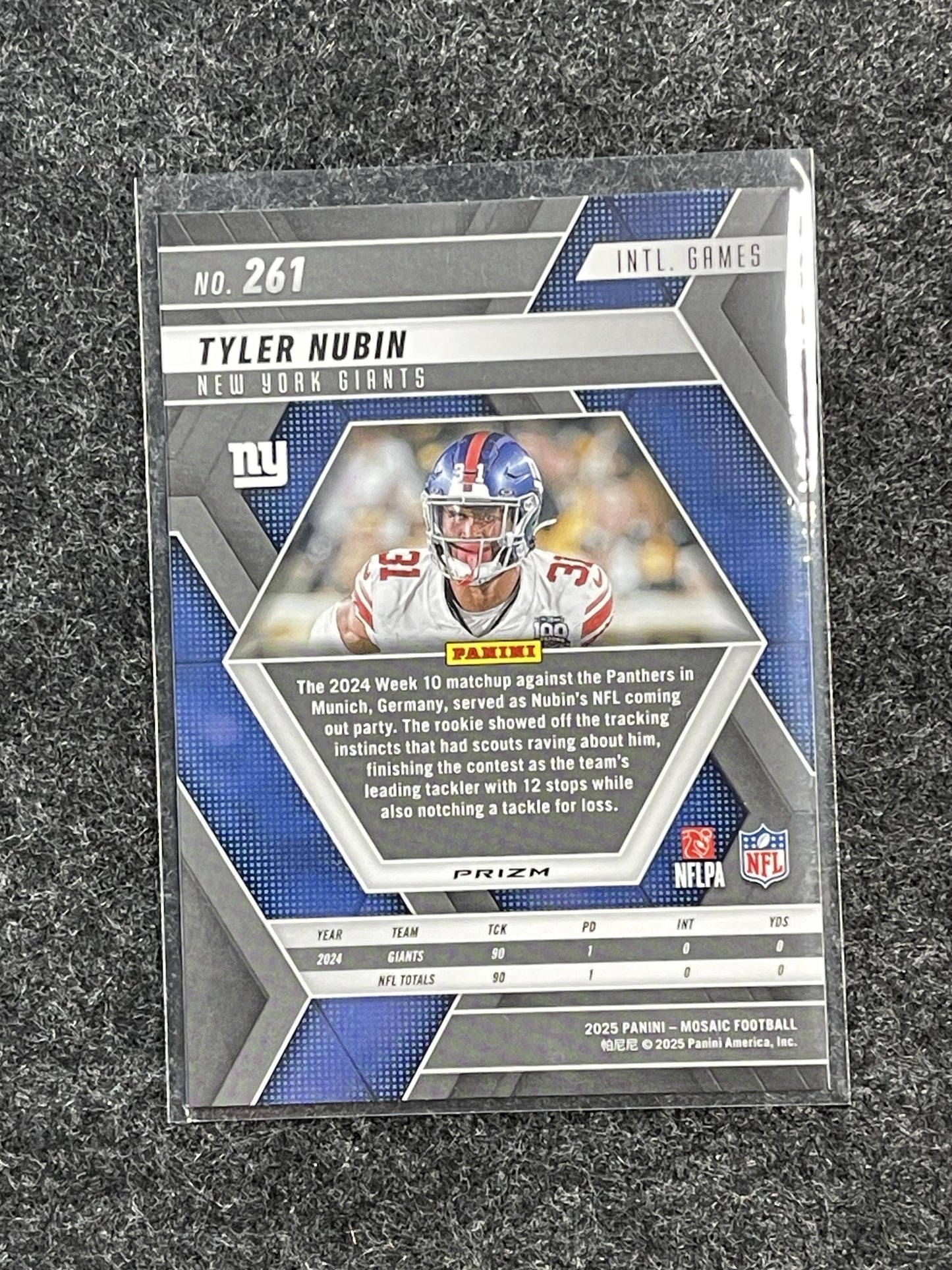 2025 Panini Mosaic #261 Tyler Nubin Mosaic Reactive Purple New York Giants