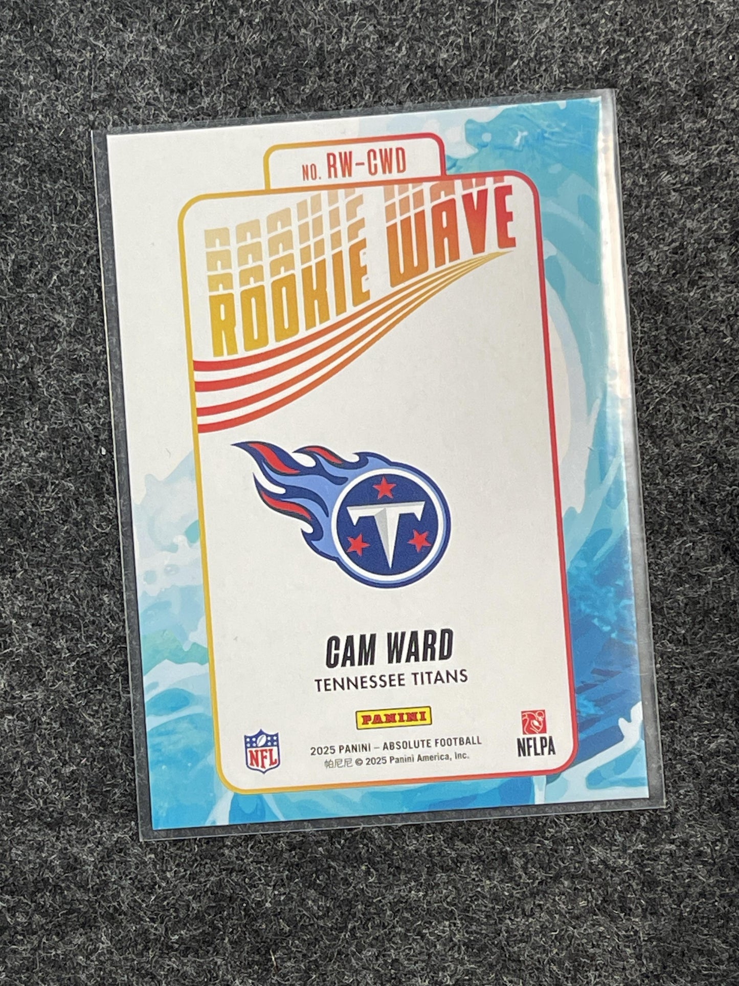 2025 Panini Absolute #RW-CWD Cam Ward Rookie Wave Tennessee Titans
