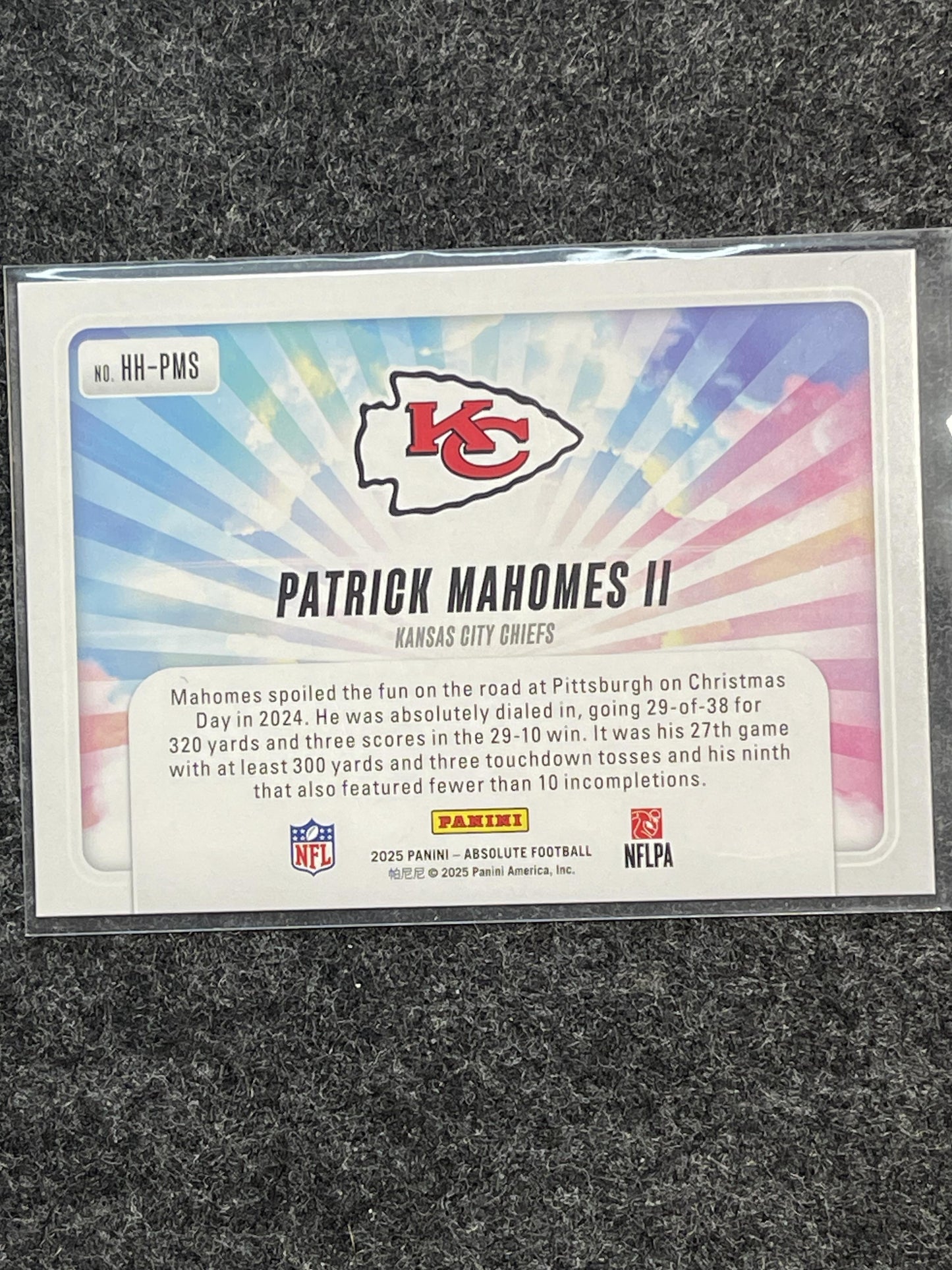 2025 Panini Absolute #HH-PMS Patrick Mahomes II Hog Heaven Kansas City Chiefs