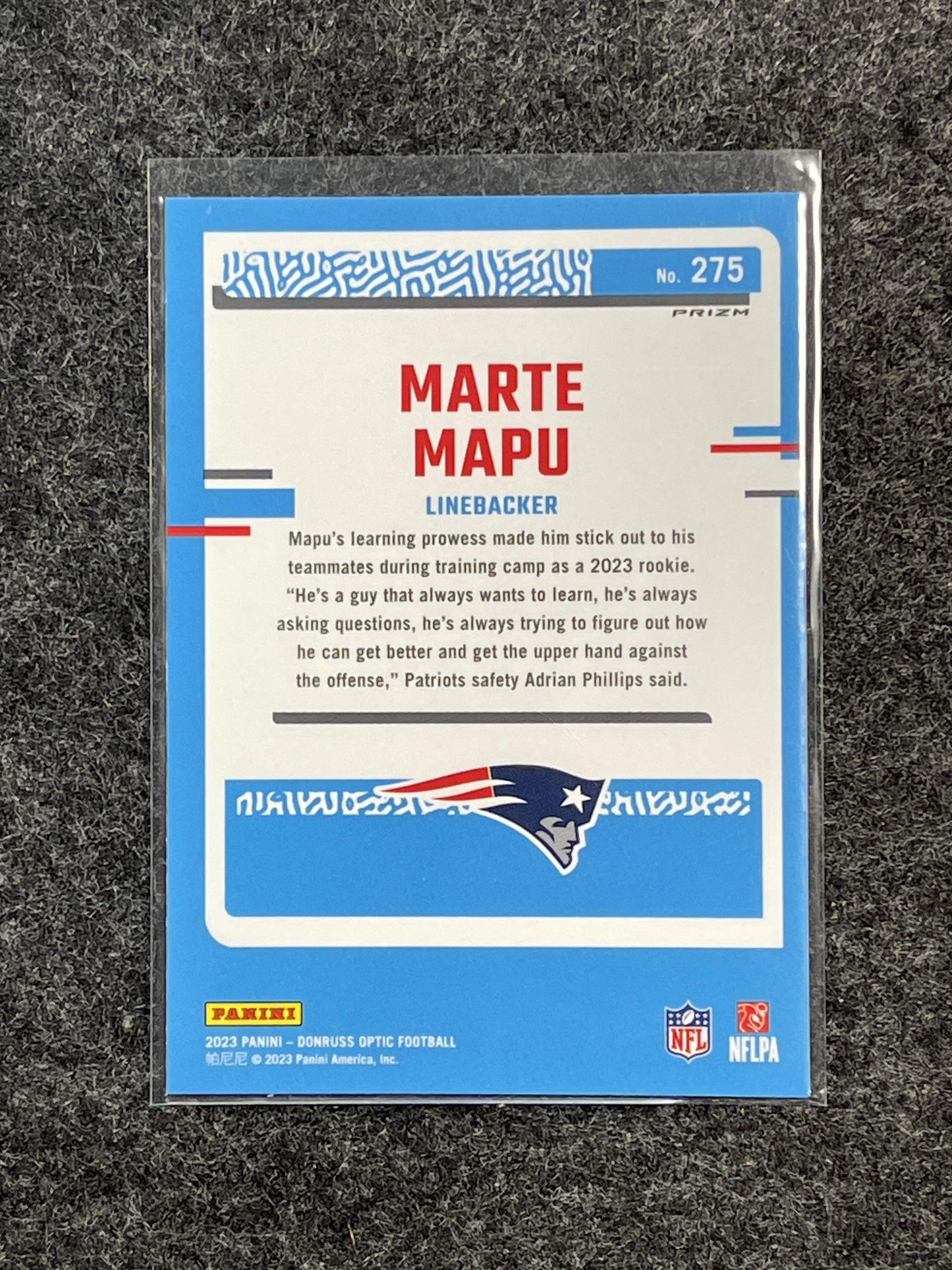 2023 Donruss Optic #275 Marte Mapu Stars New England Patriots RC