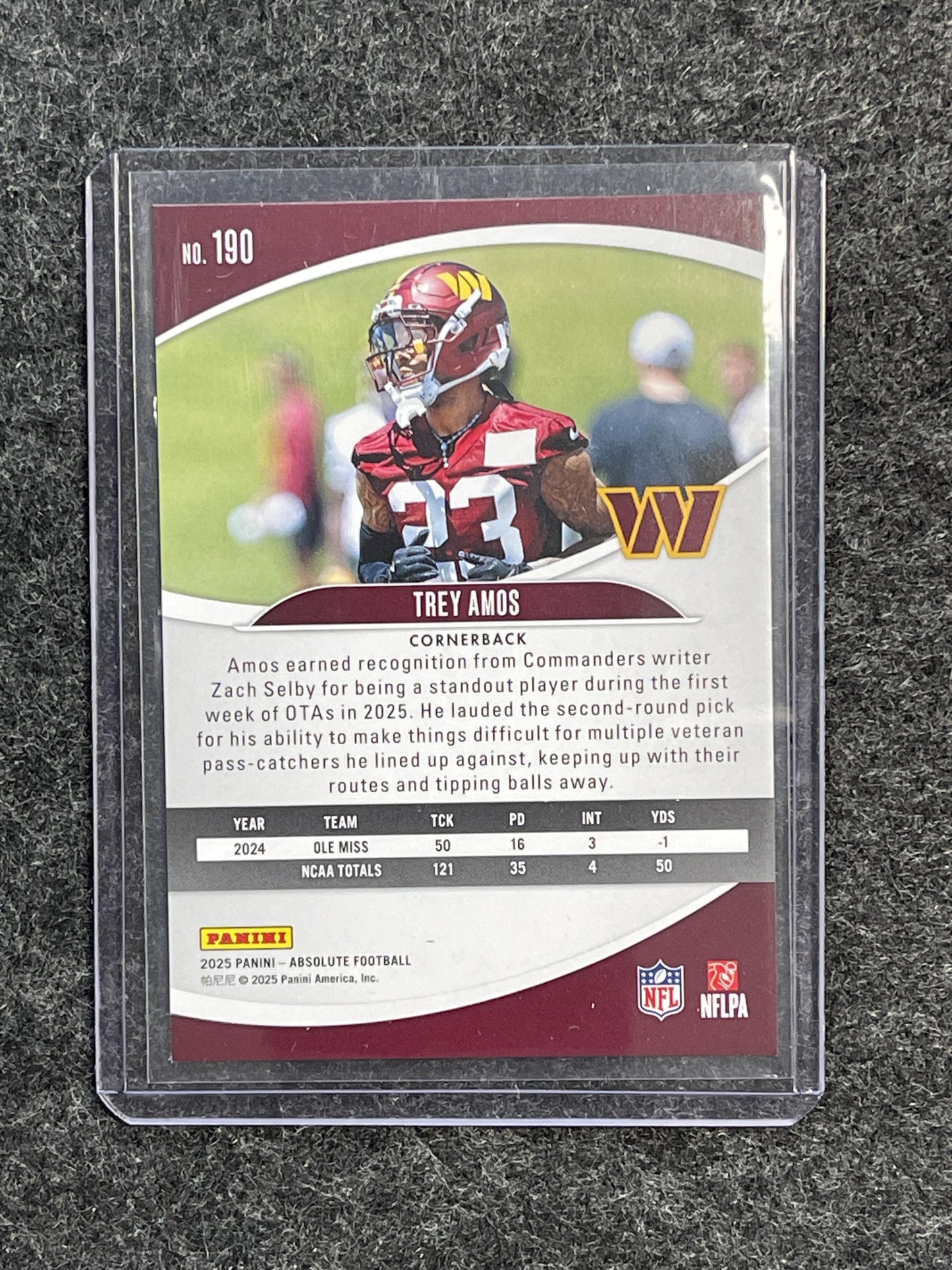 2025 Panini Absolute #190 Trey Amos Orange Mosaic #/825 Washington Commanders
