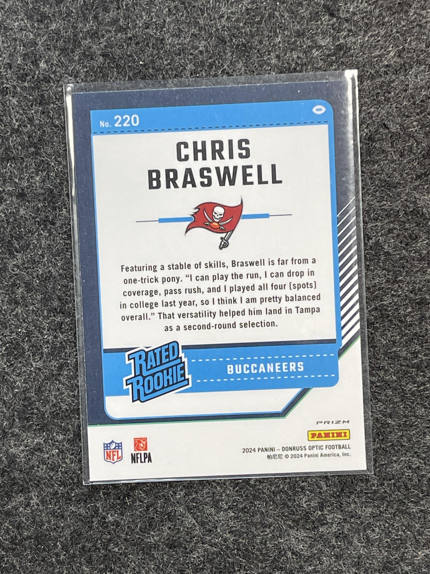 2024 Donruss Optic #220 Chris Braswell Holo Tampa Bay Buccaneers