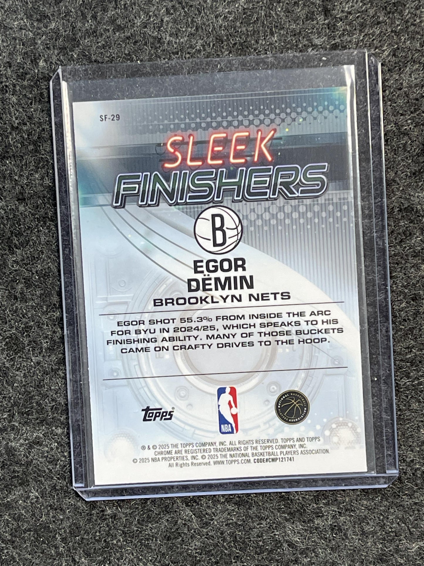 2025-26 Topps Chrome #SF-29 Egor Dëmin Sleek Finishers Brooklyn Nets