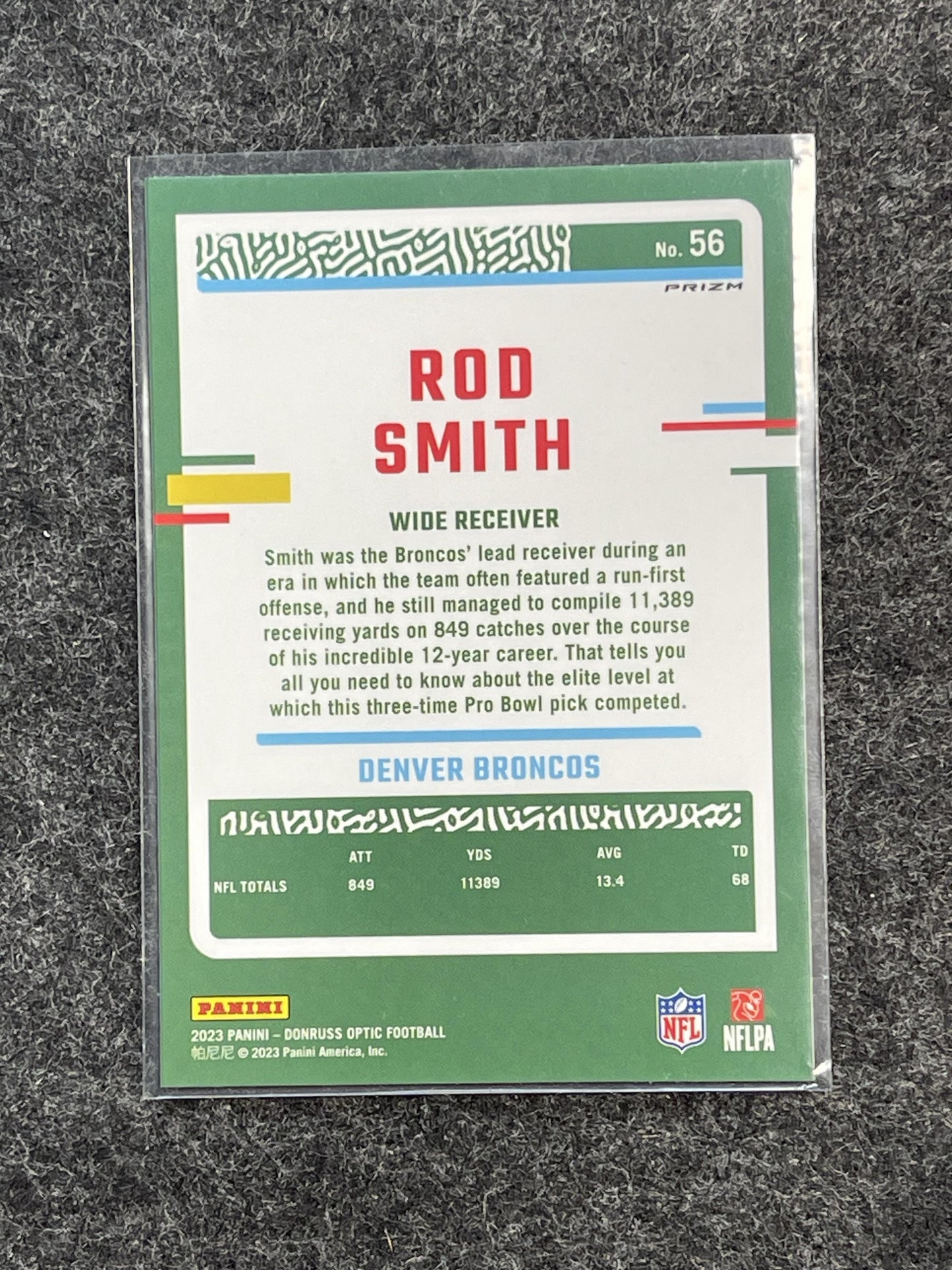 2023 Donruss Optic #56 Rod Smith Stars Denver Broncos
