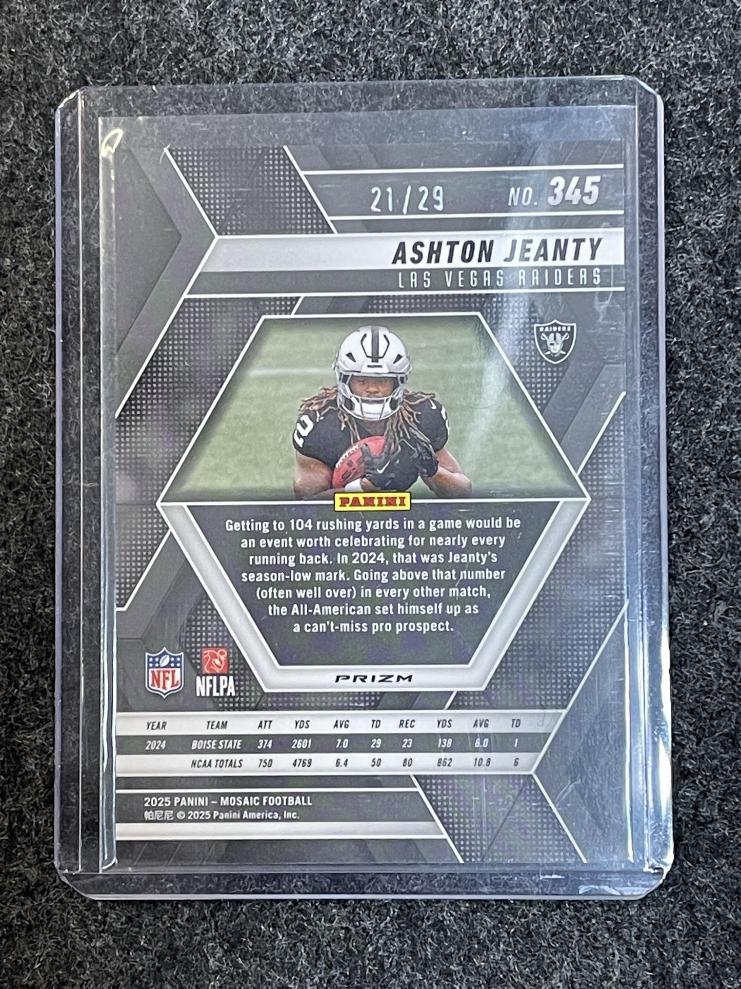 2025 Panini Mosaic #287 Ashton Jeanty Mosaic Red Wave #/29 Las Vegas Raiders RC