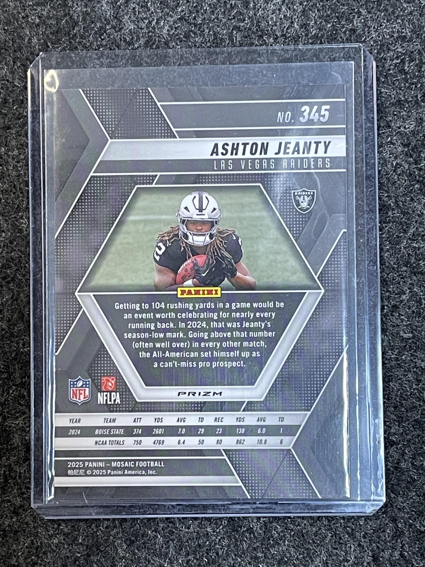 2025 Panini Mosaic #287 Ashton Jeanty Silver Las Vegas Raiders RC