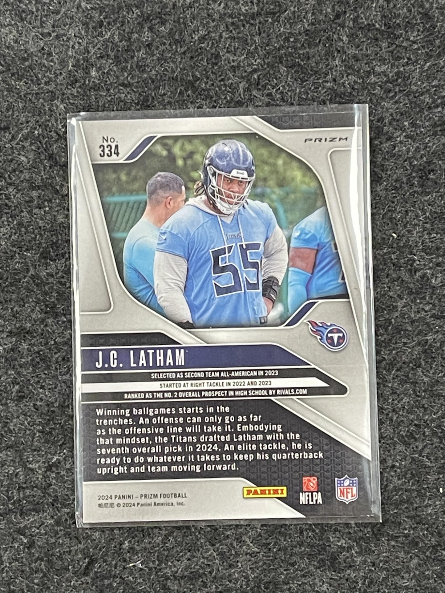 2024 Panini Prizm #334 J.C. Latham Black and White Checker Tennessee Titans RC