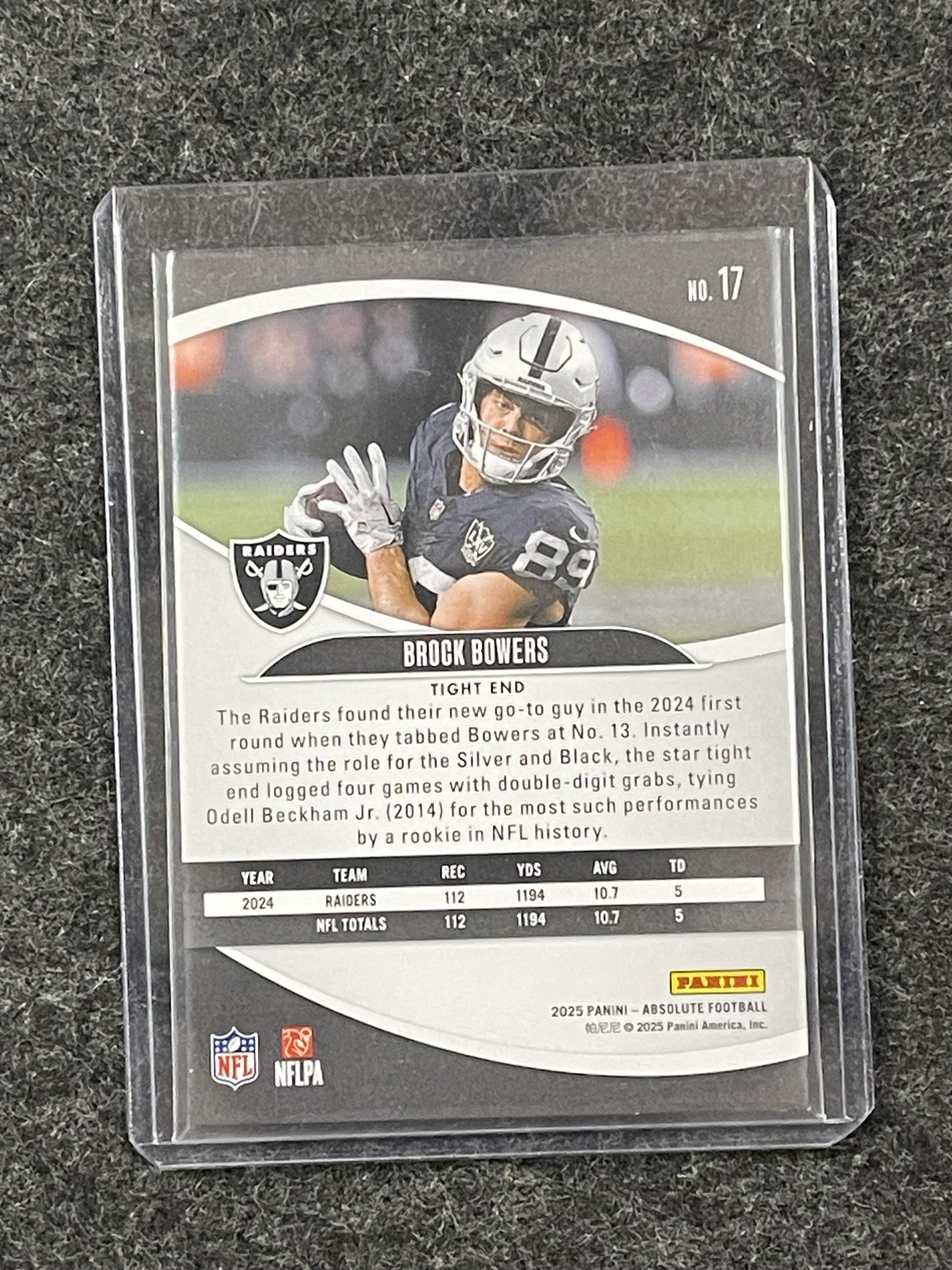 2025 Panini Absolute #17 Brock Bowers Las Vegas Raiders Hobby 55pt