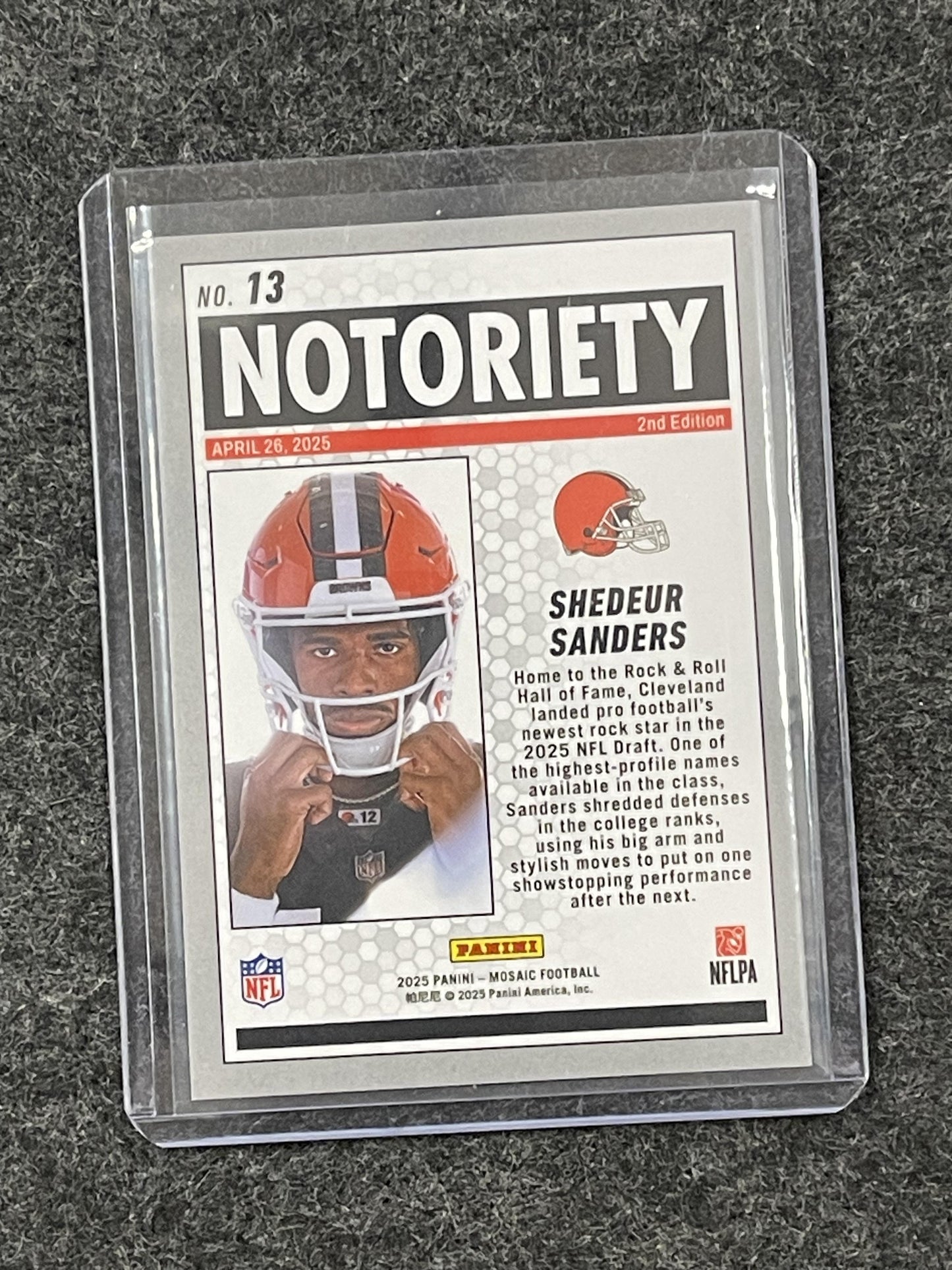 2025 Panini Mosaic #13 Shedeur Sanders Notoriety Cleveland Browns