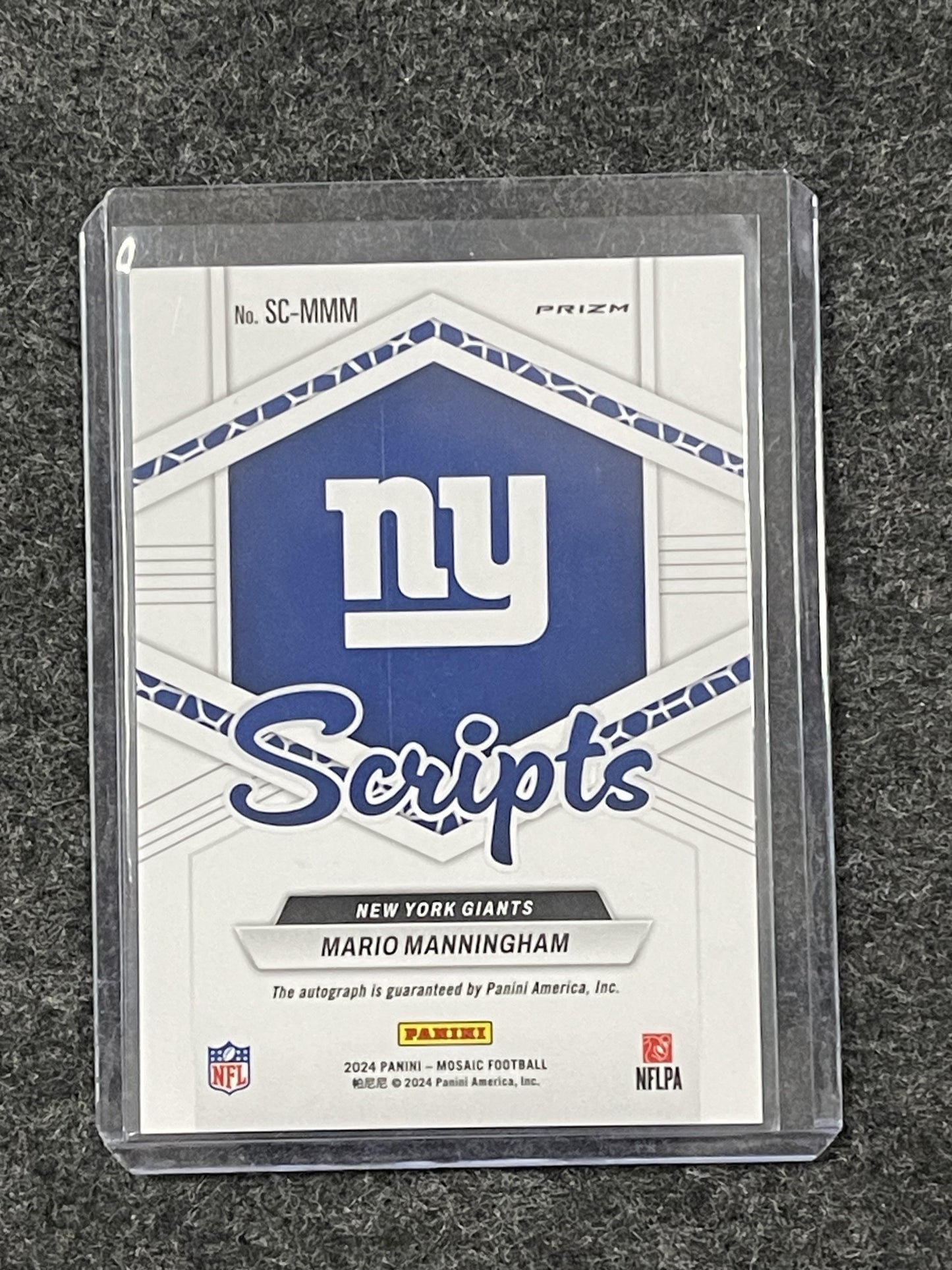 2024 Panini Mosaic #SC-MMM Mario Manningham Scripts Red Wave New York Giants AU