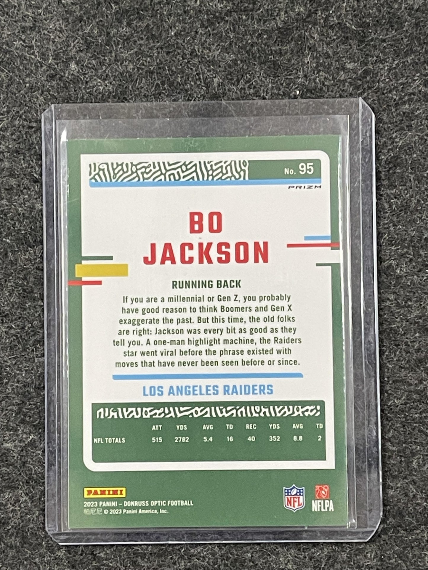 2023 Donruss Optic #95 Bo Jackson Holo Los Angeles Raiders