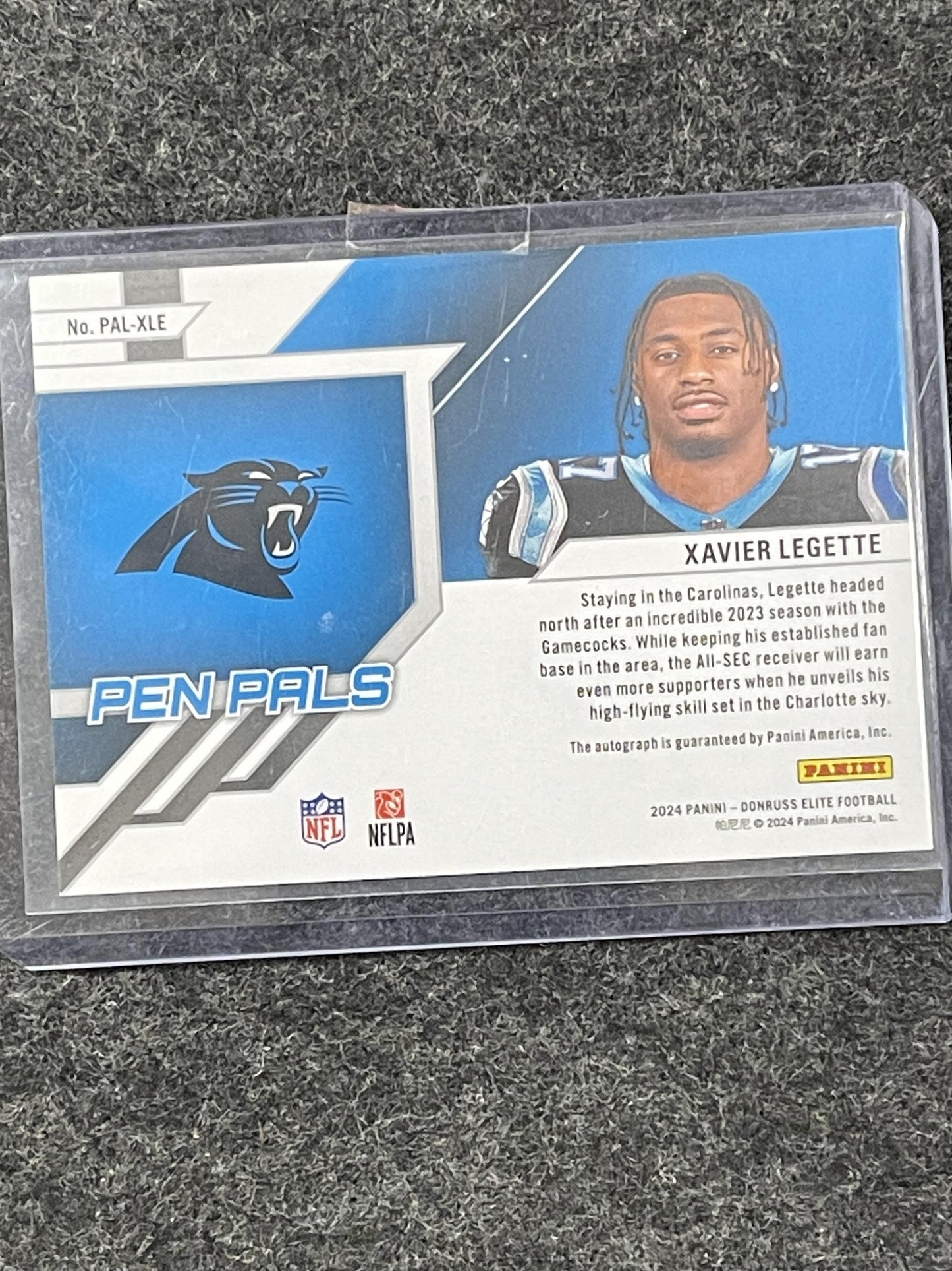 2024 Donruss Elite #PALV-XLE Xavier Legette Pen Pals Black Ink Panthers