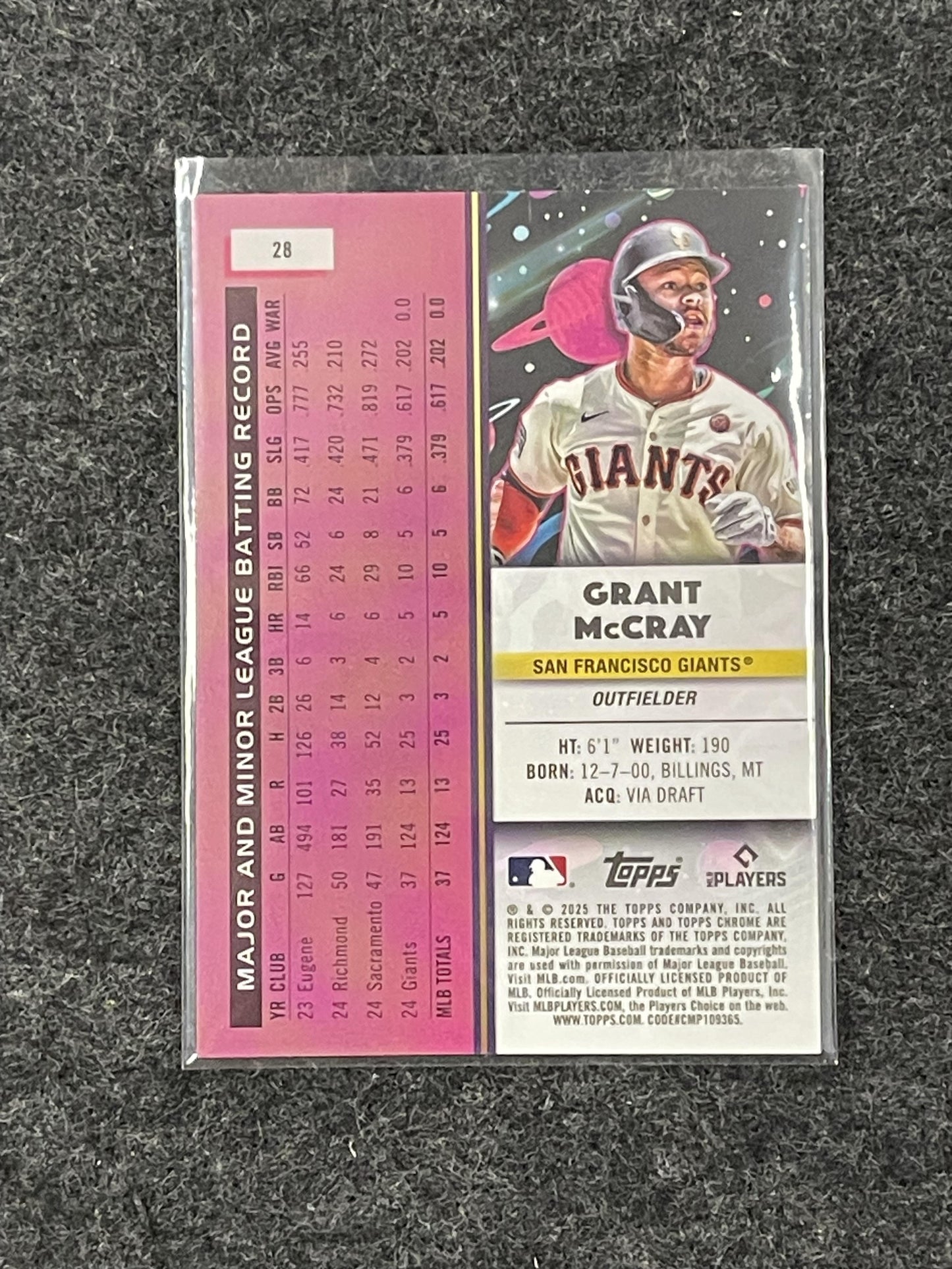 2025 Topps Chrome Cosmic #28 Grant McCray San Francisco Giants RC