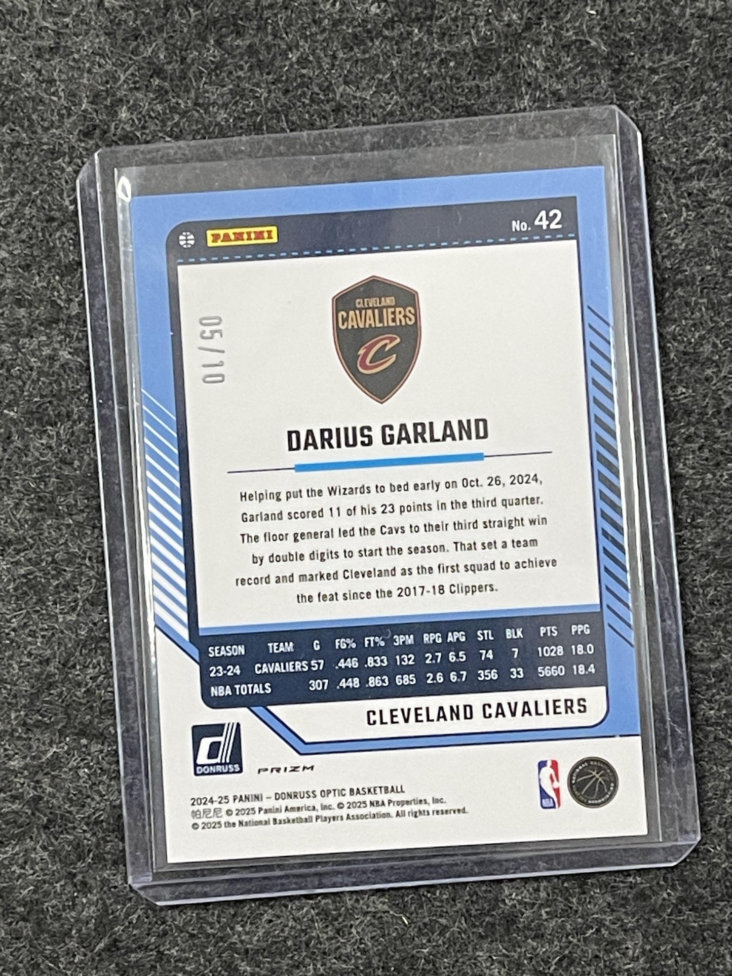 2024-25 Donruss Optic #42 Darius Garland Gold Velocity #/10 Cavaliers SN