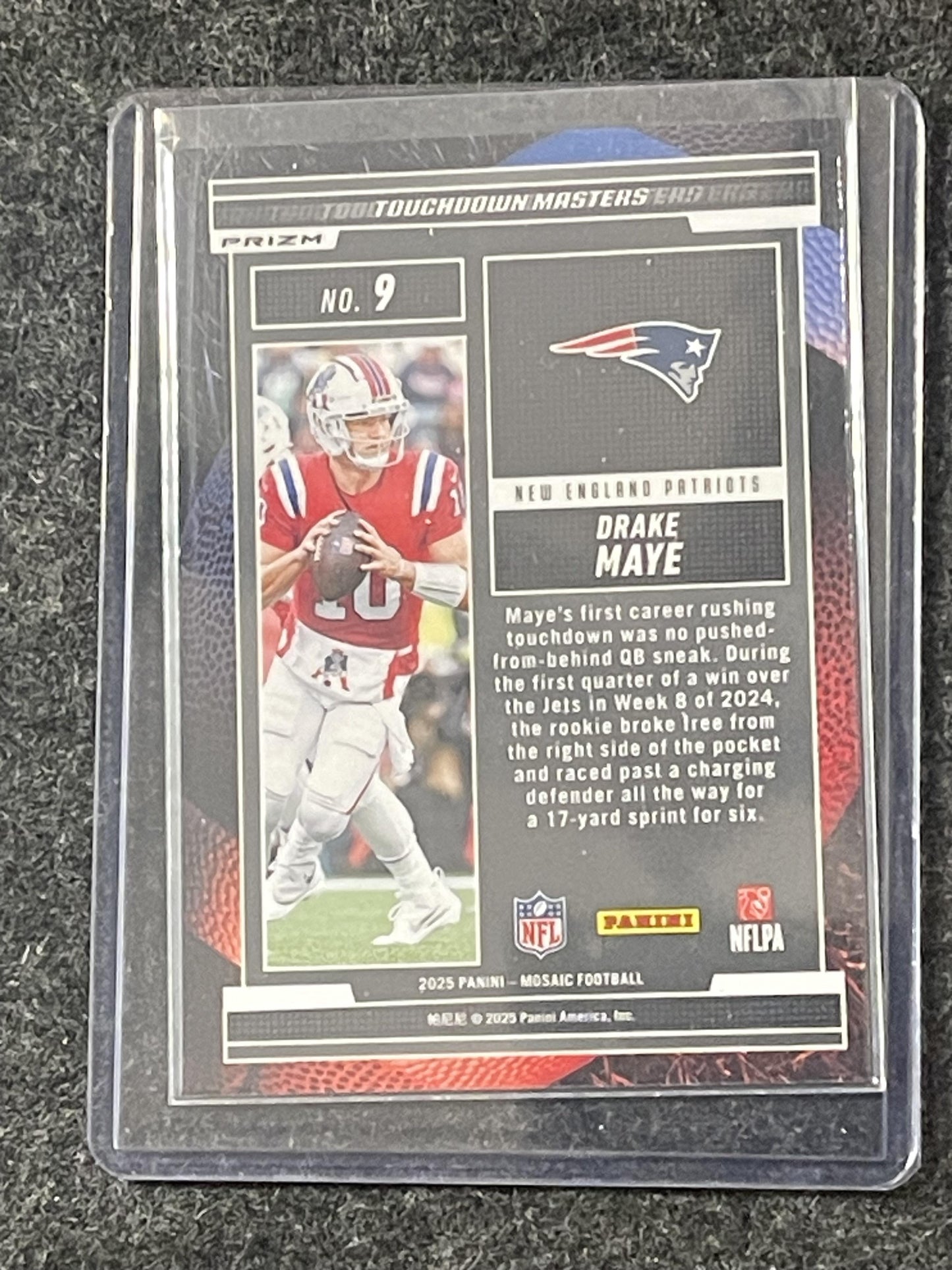 2025 Panini Mosaic #9 Drake Maye Touchdown Masters Mosaic Pink Fluorescent