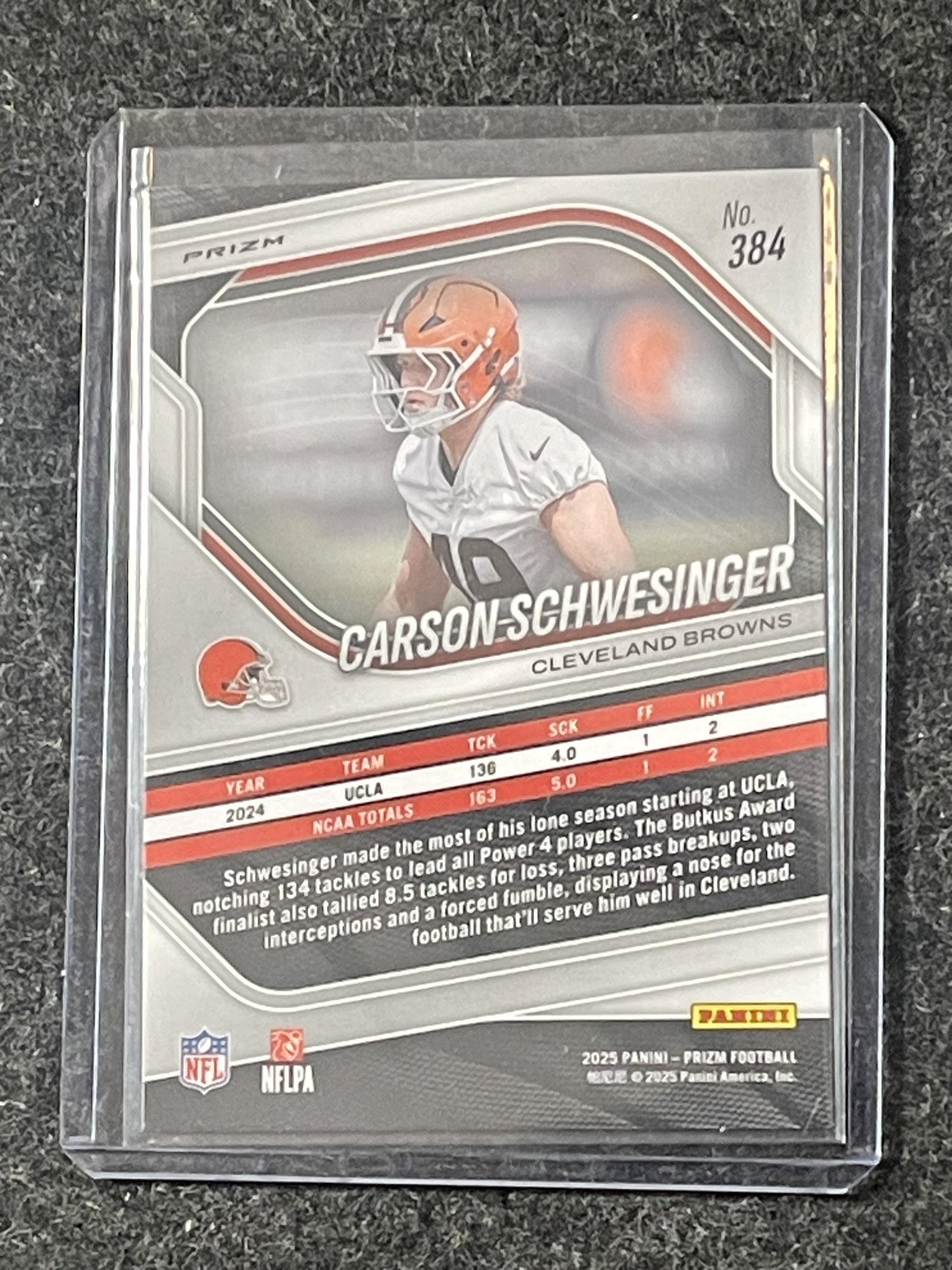 2025 Panini Prizm #384 Carson Schwesinger Orange Ice Cleveland Browns