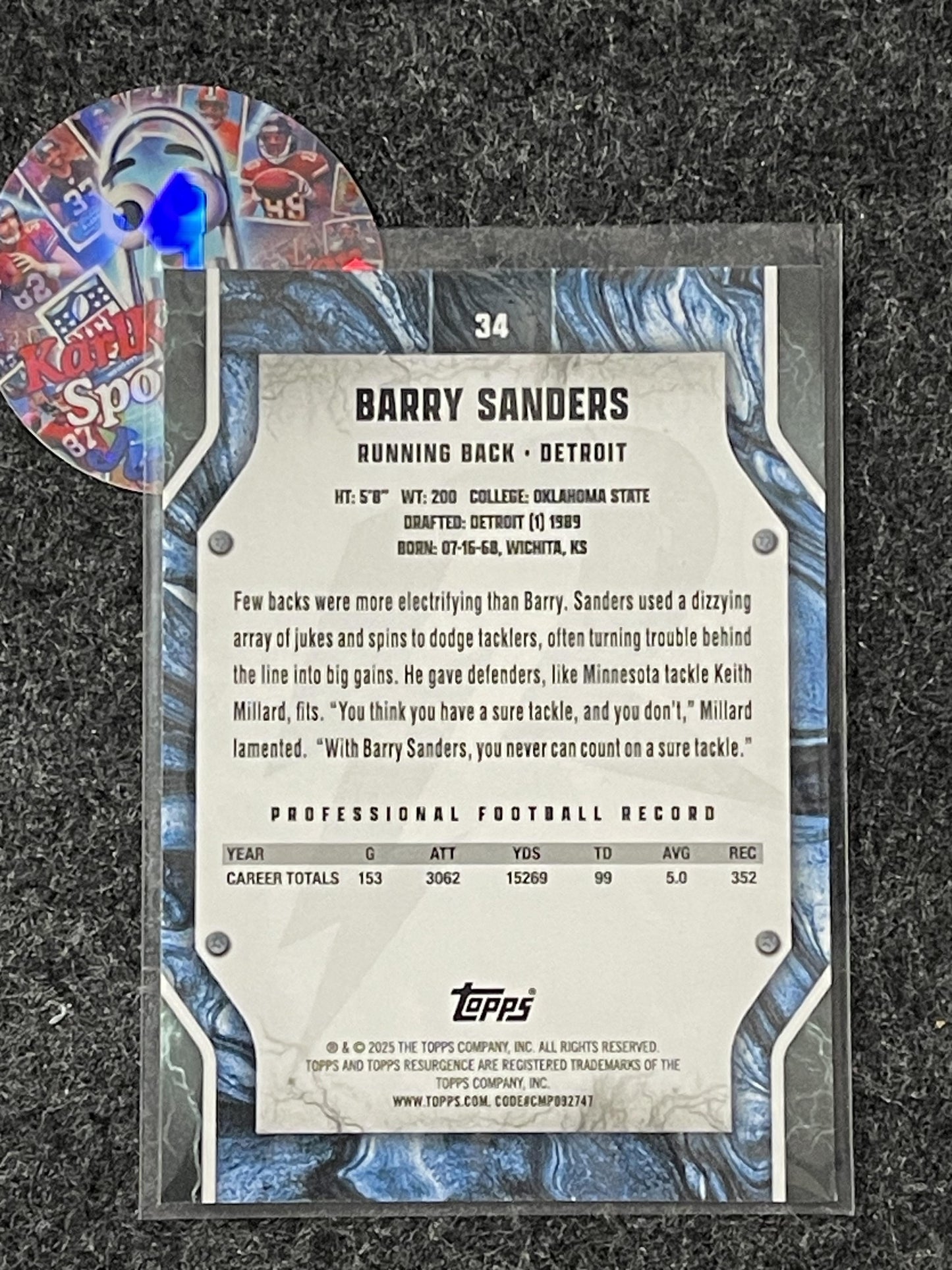 2024 Topps Resurgence - Blue & Orange Spark #34 Barry Sanders