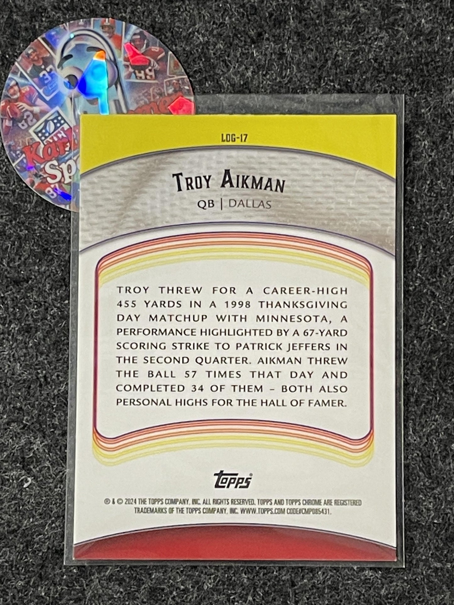 2024 Topps Chrome #LOG-17 Troy Aikman Legends of the Gridiron X-Fractor