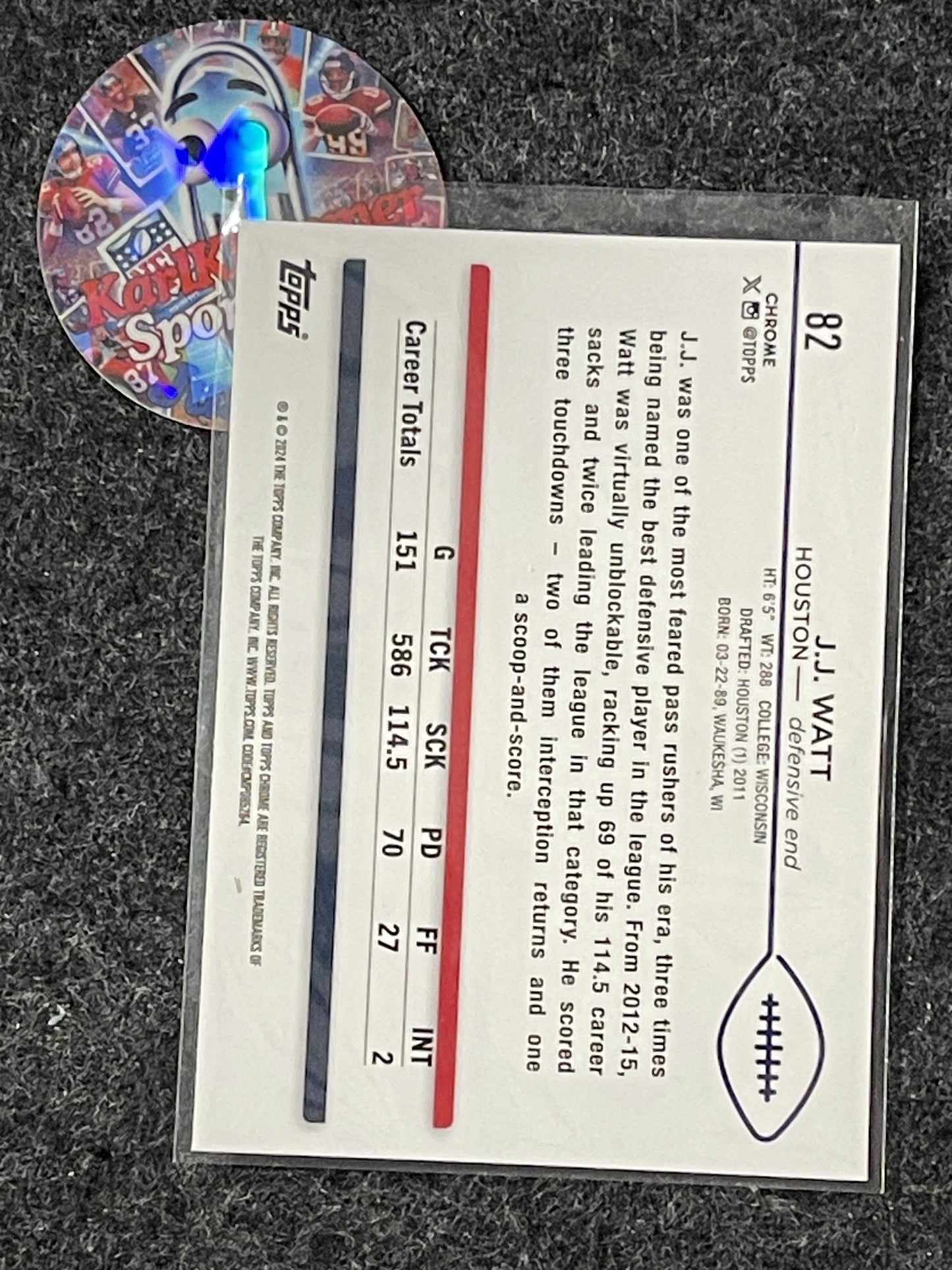 2024 Topps Chrome #82 J.J. Watt X-Fractor