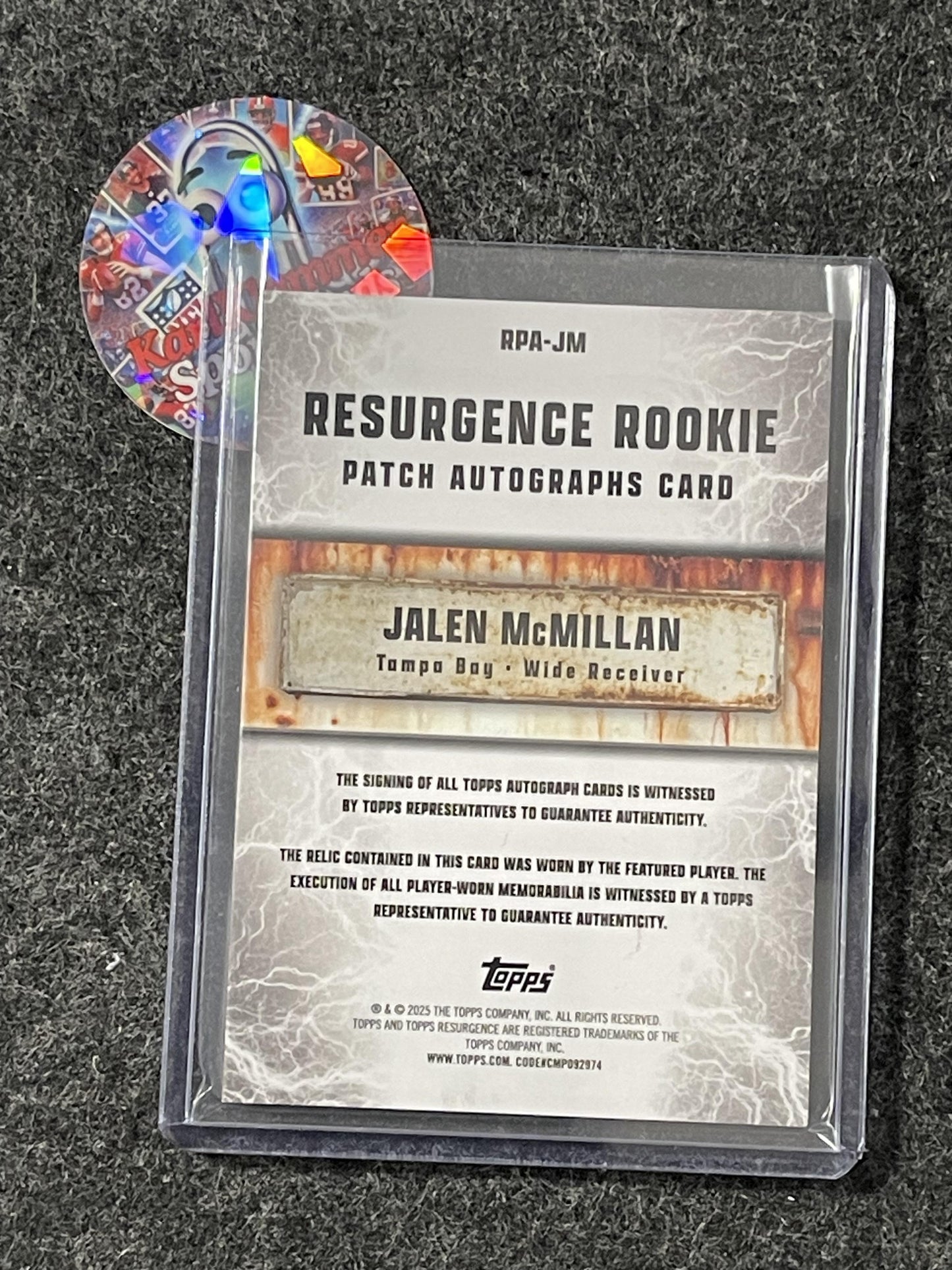 2024 Topps Resurgence - Resurgence Rookie Patch Autographs Orange Power Surge #RPA-JM Jalen McMillan #/25