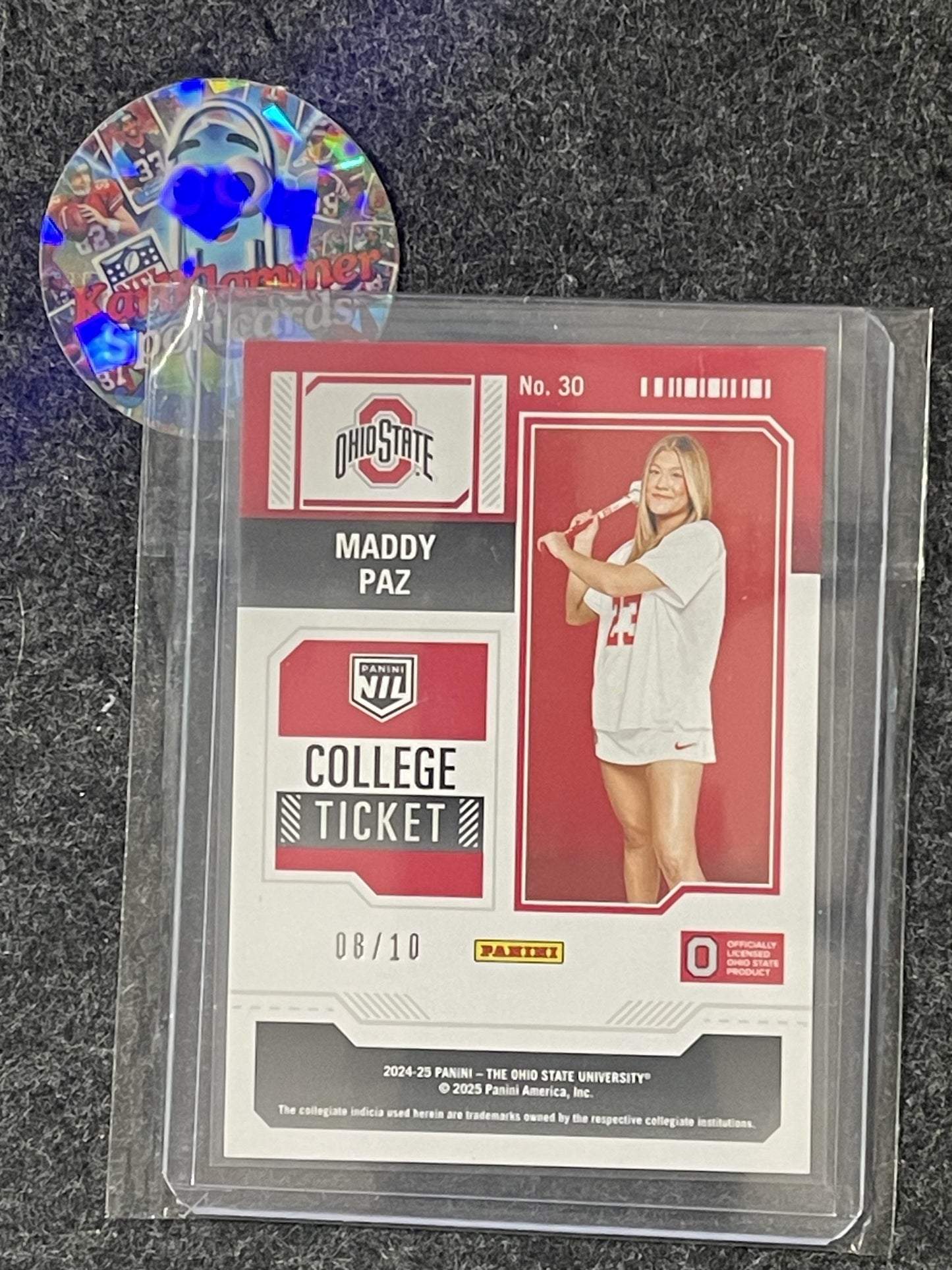 2025 Panini Ohio State University #30 Maddy Paz Gold #/10 Ohio State Buckeyes SN