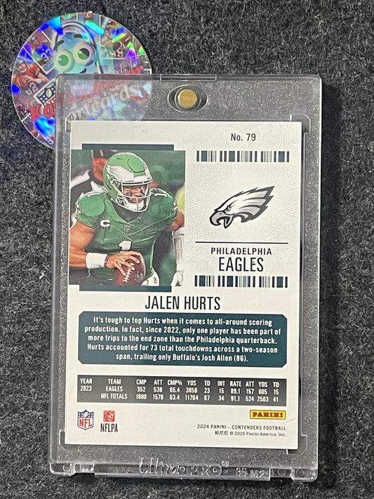 2024 Panini Contenders #79 Jalen Hurts Cracked Ice Ticket #/25 Philadelphia Eagles SN