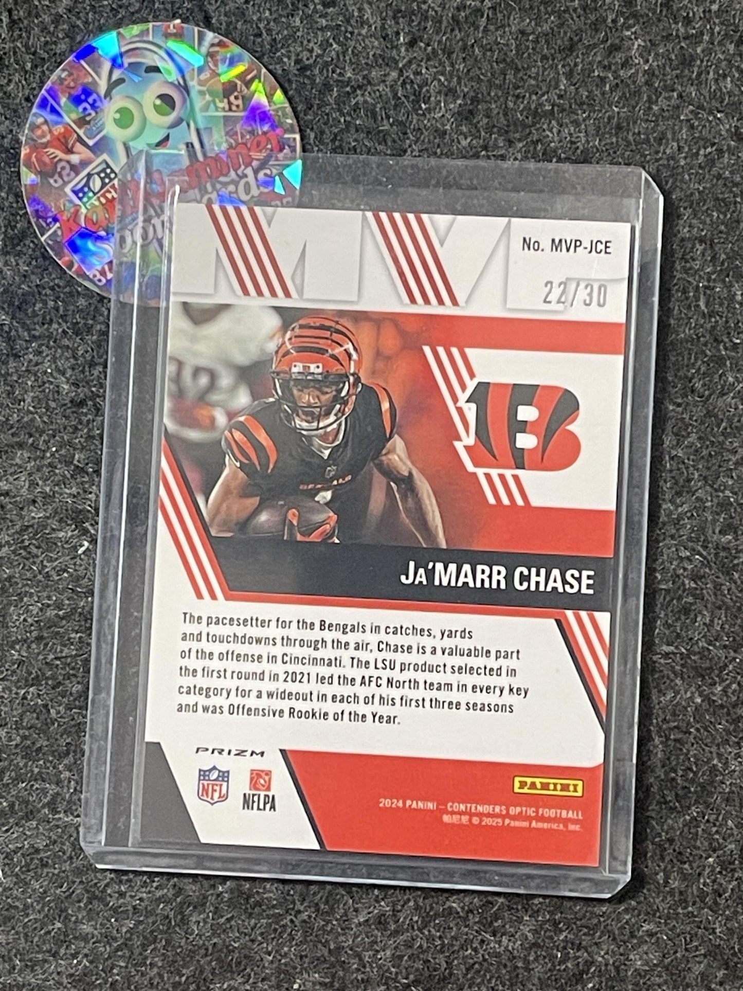 2024 Panini Contenders Optic #MVP-JCE Ja'Marr Chase MVP Contenders Green Pulsar #/30 Cincinnati Bengals SN