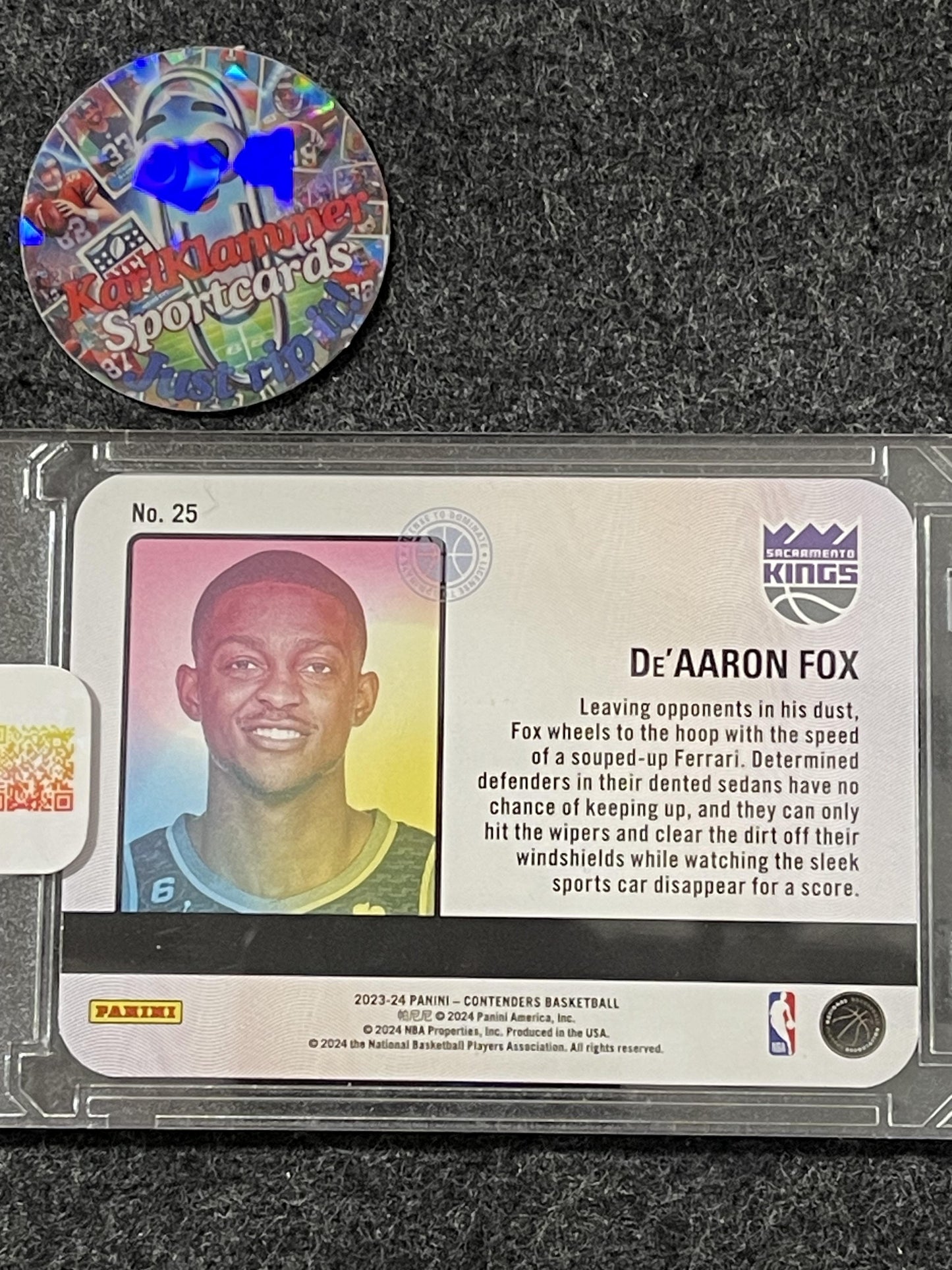 2023-24 Panini Contenders #25 De'Aaron Fox License to Dominate Sacramento Kings