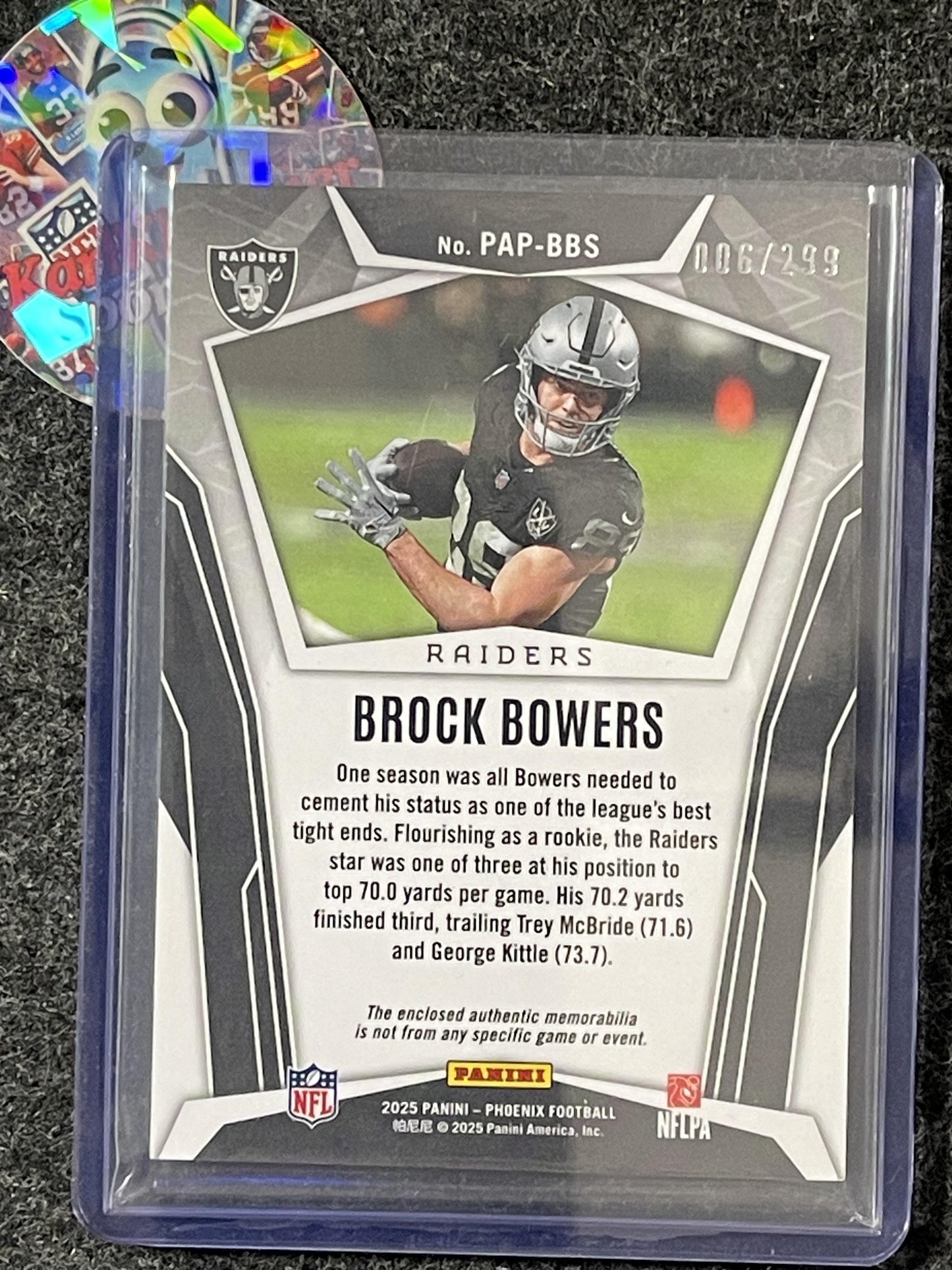 2025 Panini Phoenix #PAP-BBS Brock Bowers Pandora Patch #/299 Las Vegas Raiders SN,MEM