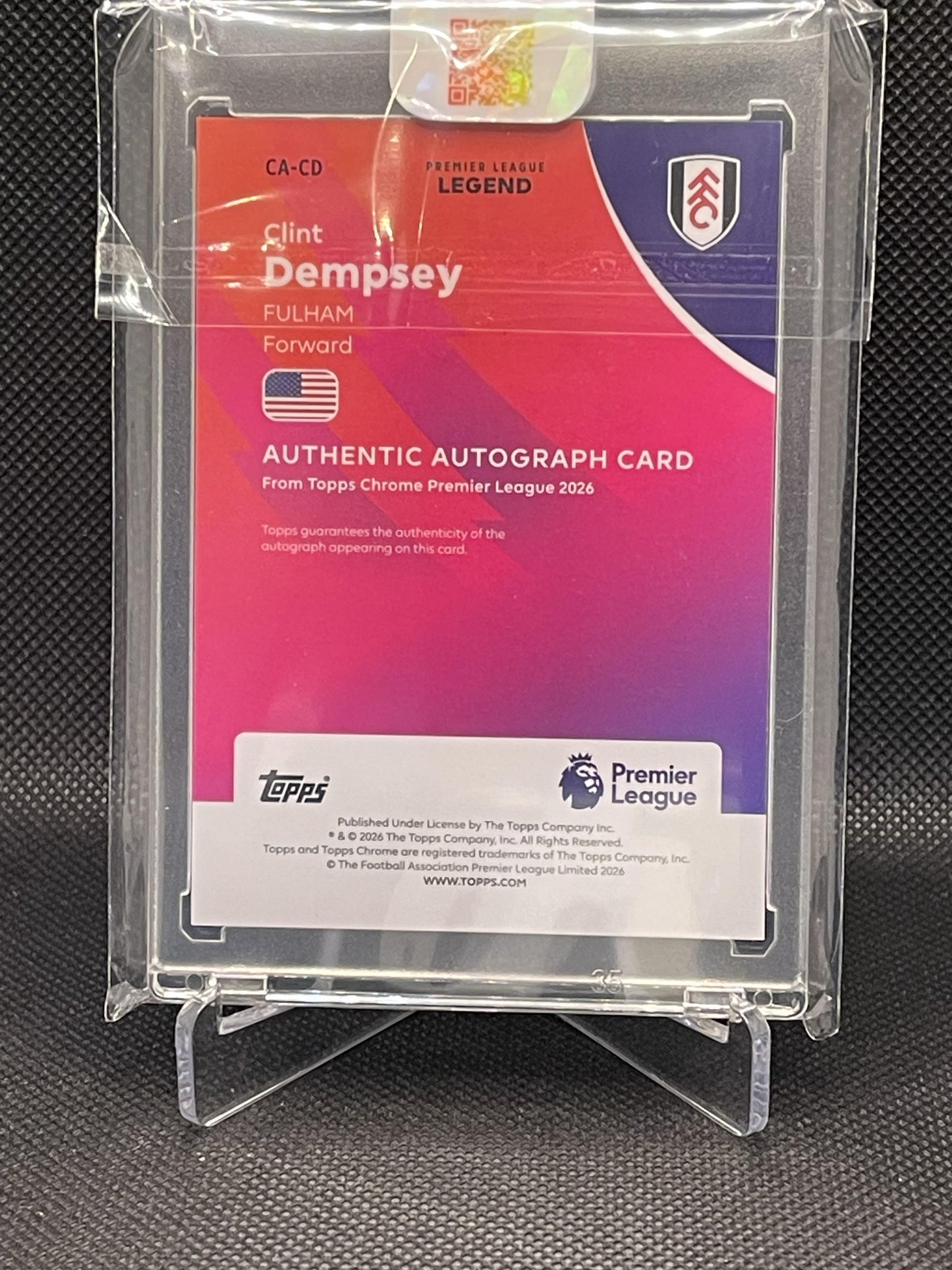 2026 Topps Chrome Premier League #CA-CD Clint Dempsey Chrome Autographs Black Wave Refractor #/10 Fulham SN,AU
