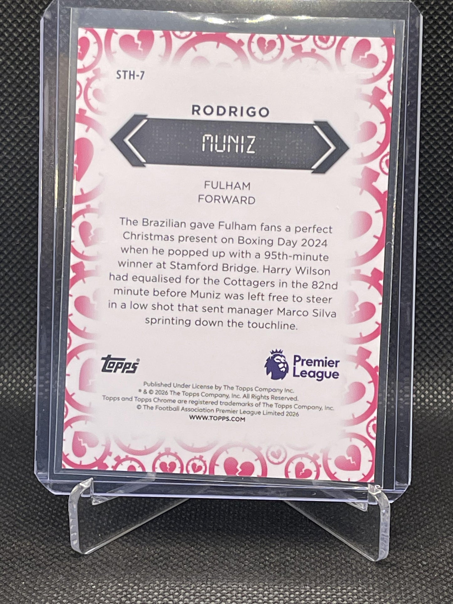 2026 Topps Chrome Premier League #STH-7 Rodrigo Muniz Stoppage Time Heartbreaker Fulham