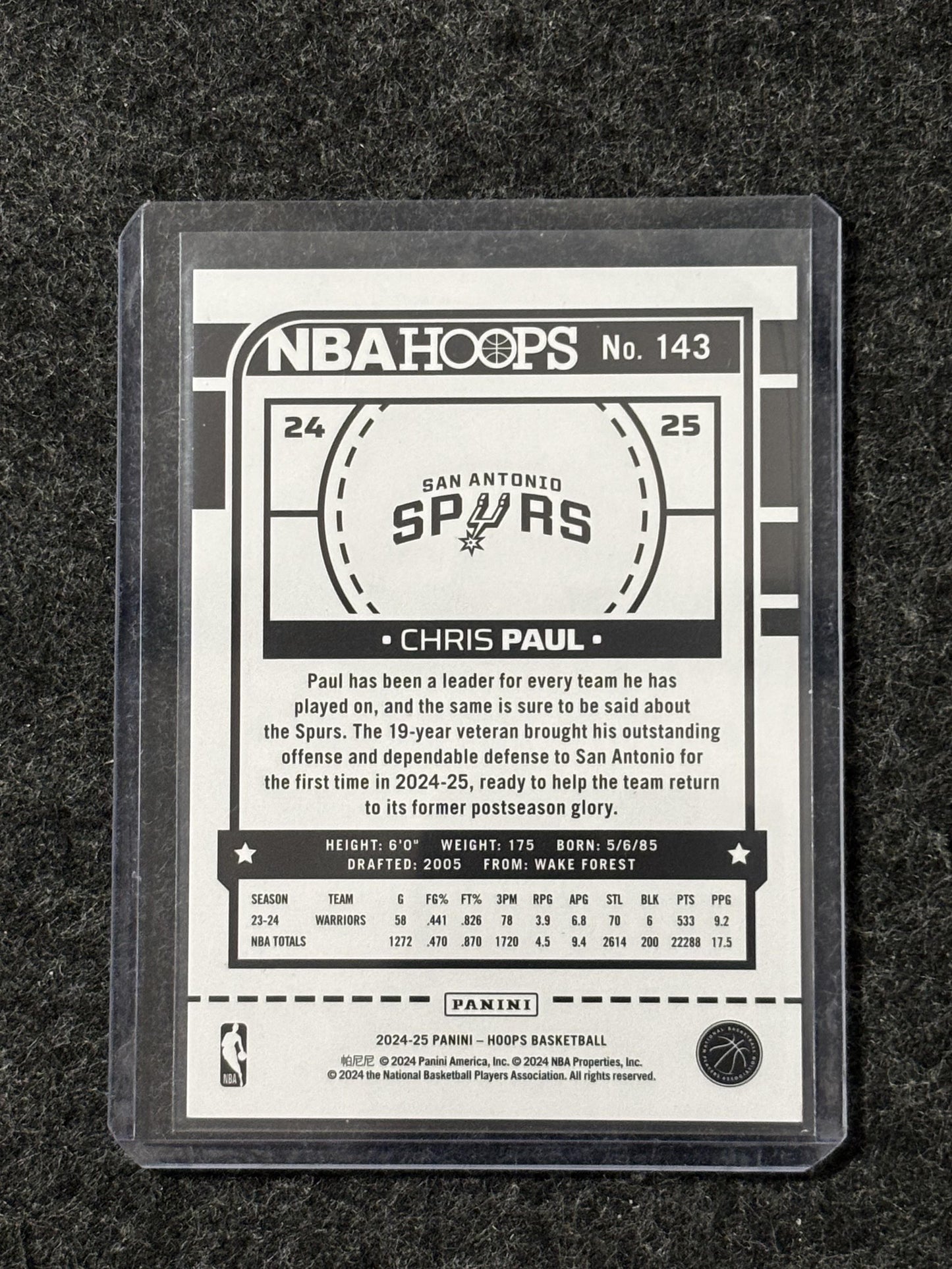 2024-25 Hoops #143 Chris Paul Premium Prizms Scope Red #/49 San Antonio Spurs SN