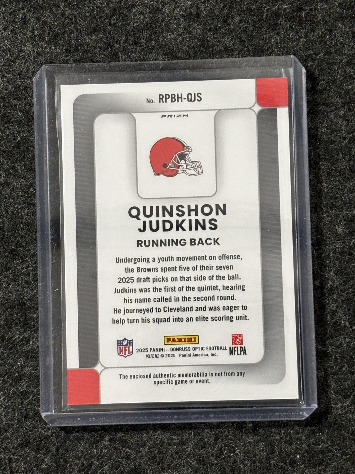 2025 Donruss Optic #RPBH-QJS Quinshon Judkins Rookie Phenoms Blue Hyper Cleveland Browns MEM