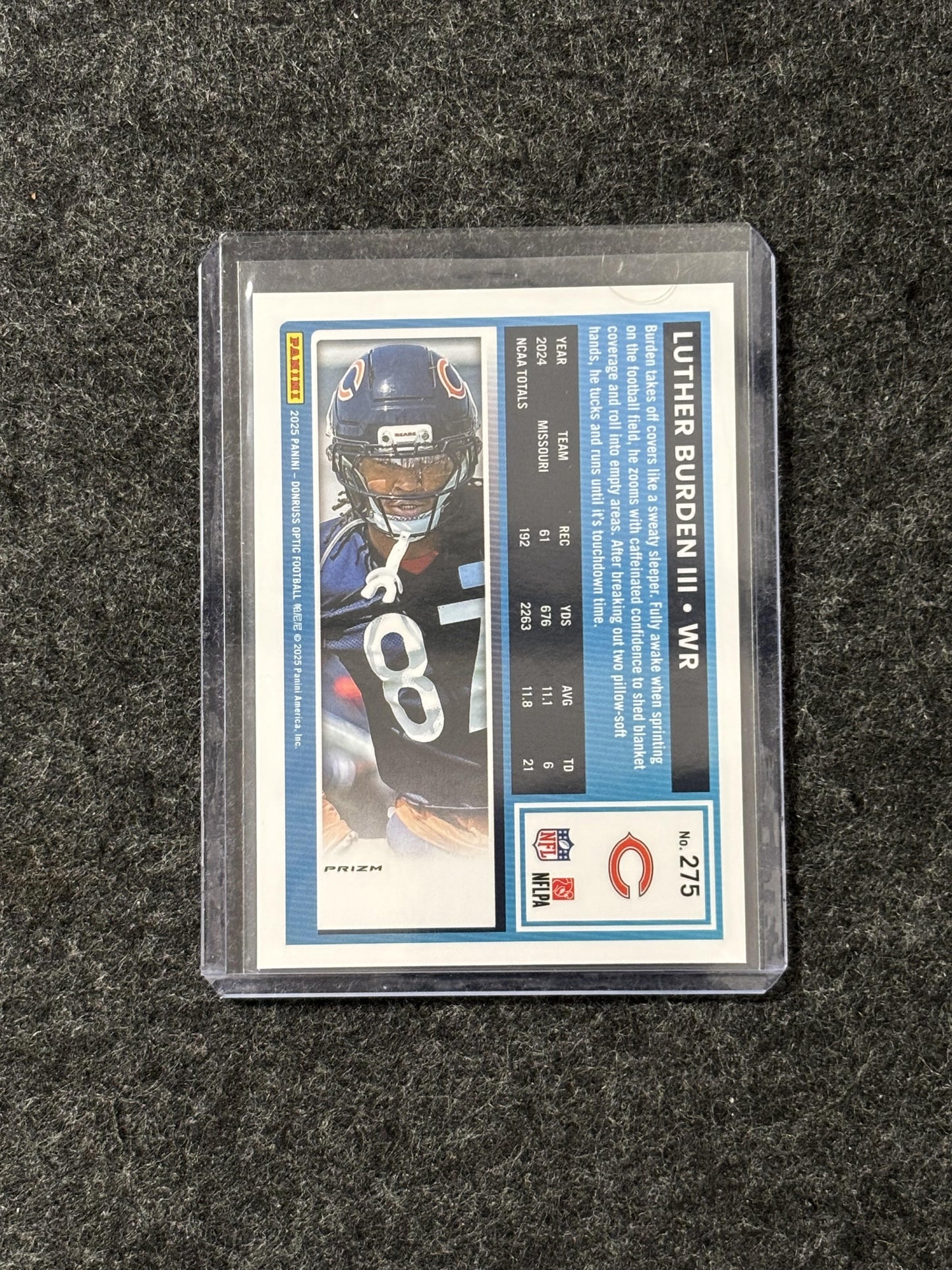 2025 Donruss Optic #275 Luther Burden III Blue Hyper Chicago Bears RC