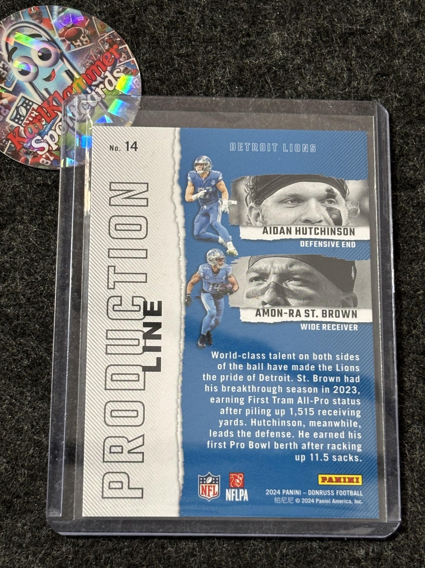 2024 Donruss #14 Aidan Hutchinson / Amon-Ra St. Brown Production Line Detroit Lions