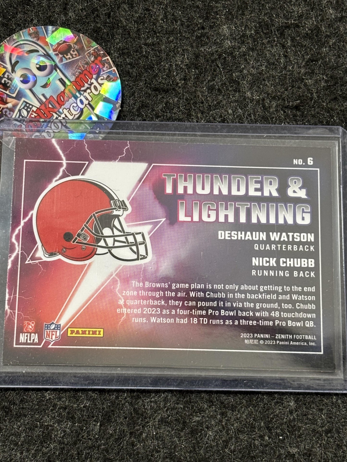 2023 Panini Zenith #6 Deshaun Watson / Nick Chubb Thunder and Lightning Cleveland Browns