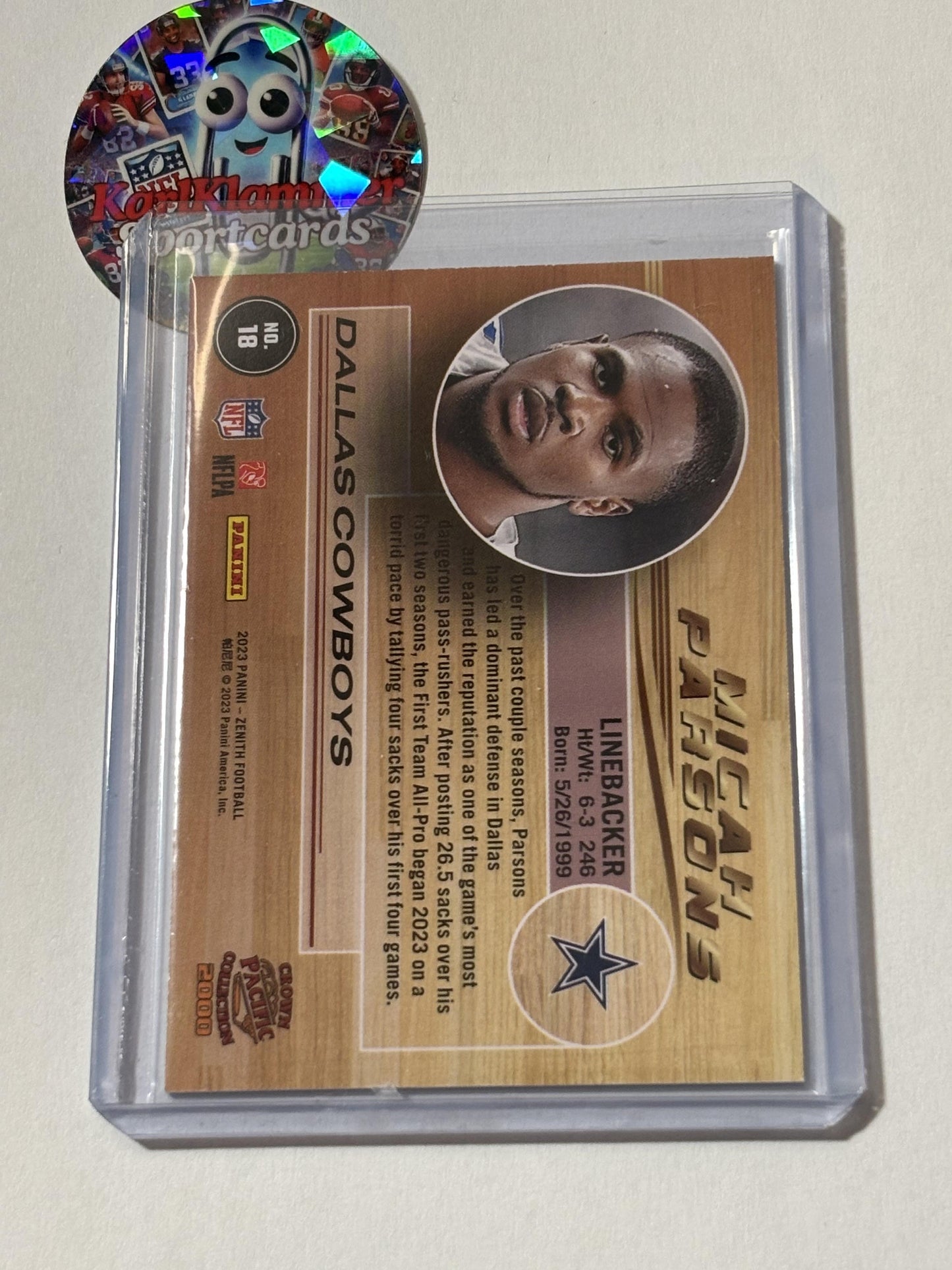 2023 Panini Zenith #18 Micah Parsons Pacific Revolution Dallas Cowboys