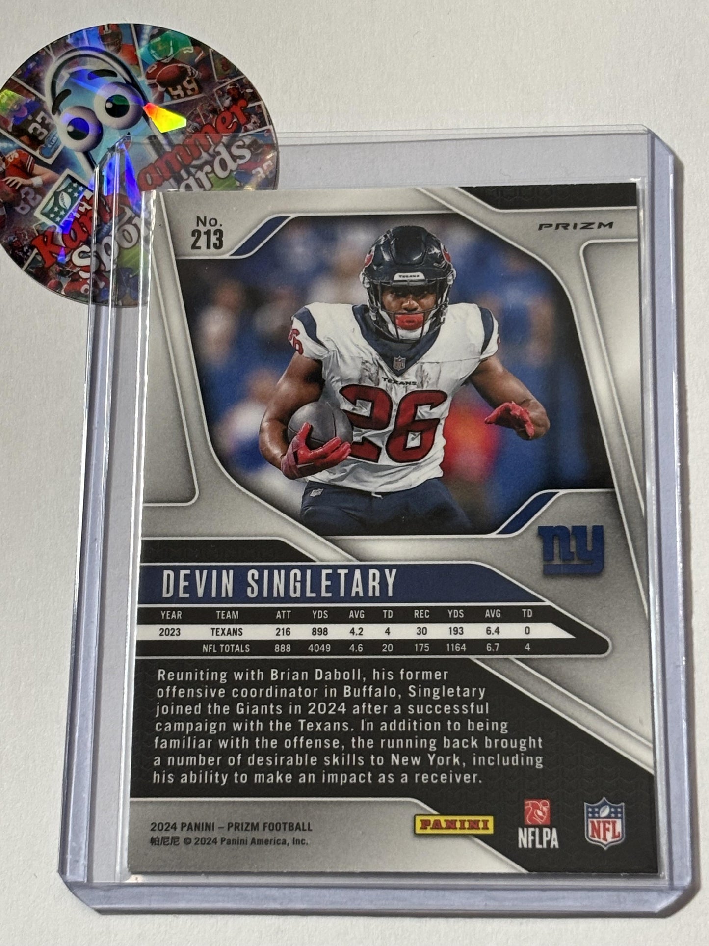 2024 Panini Prizm #213 Devin Singletary Autographs Silver Prizm New York Giants AU