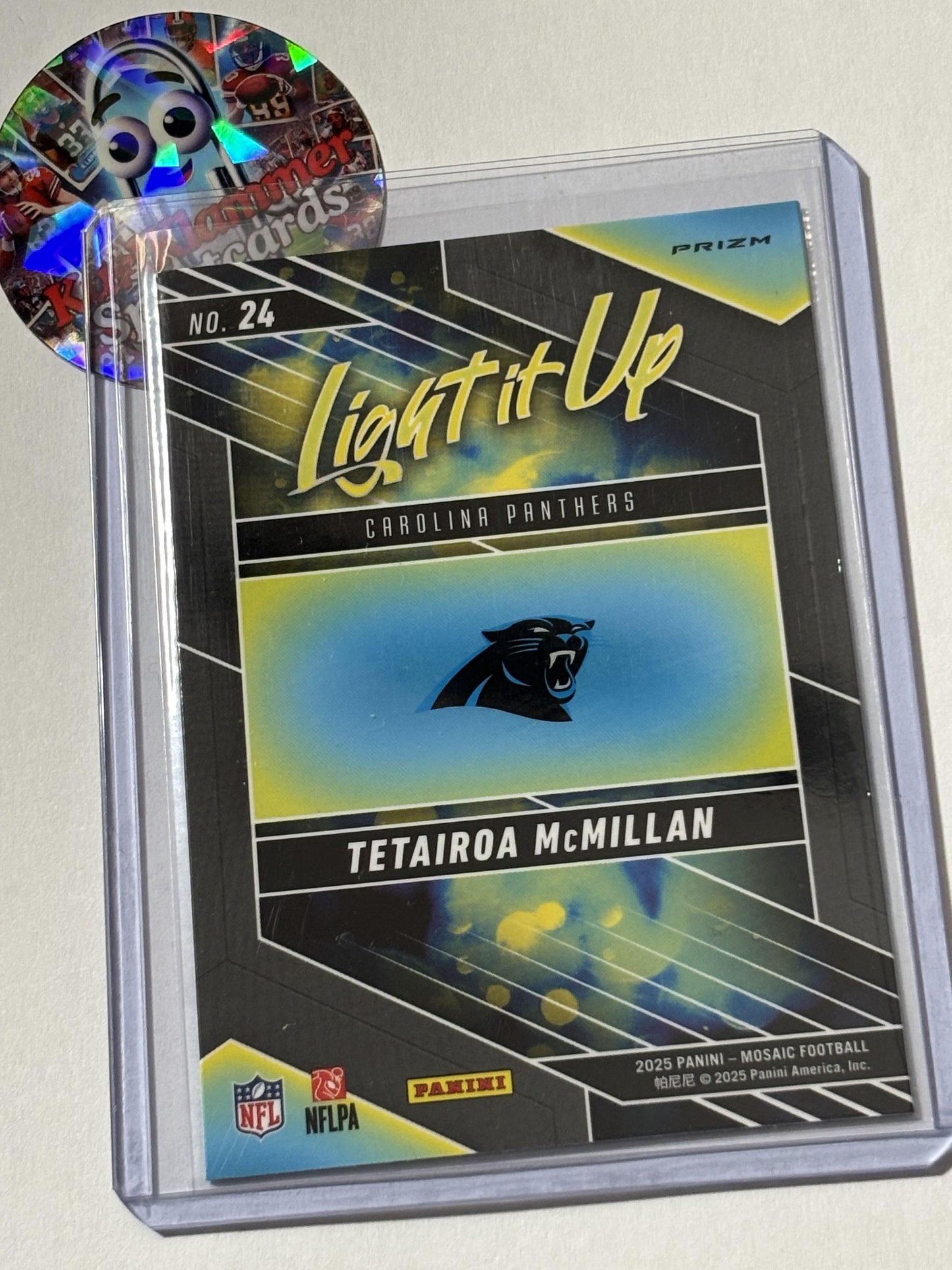 2025 Panini Mosaic #24 Tetairoa McMillan Light It Up Mosaic Silver Carolina Panthers