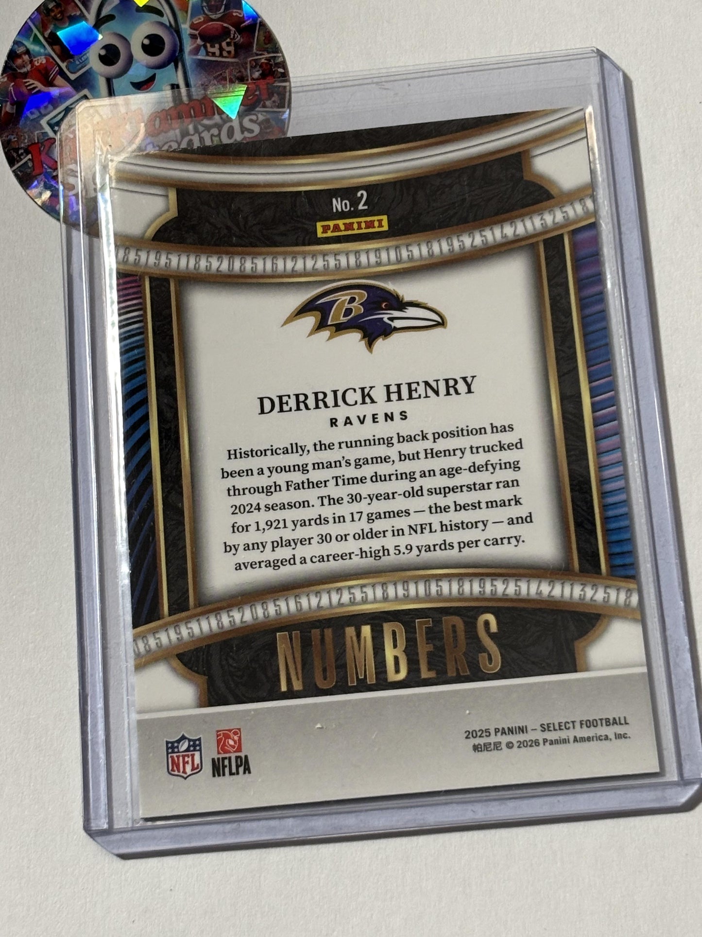 2025 Panini Select #2 Derrick Henry Select Numbers Baltimore Ravens