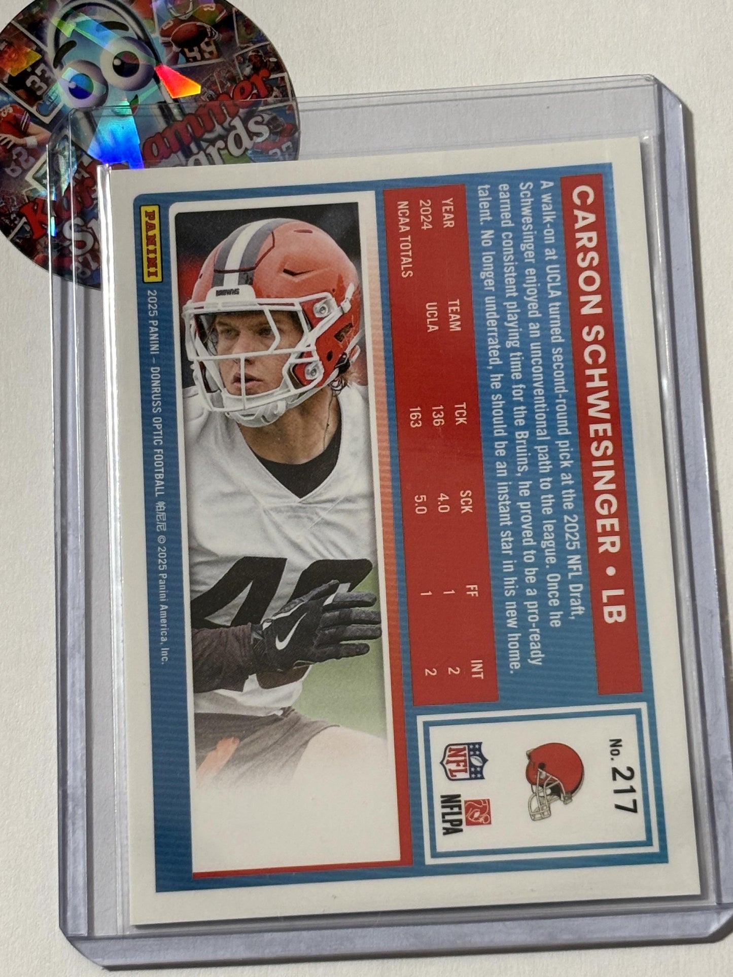 2025 Donruss Optic #217 Carson Schwesinger Cleveland Browns RC
